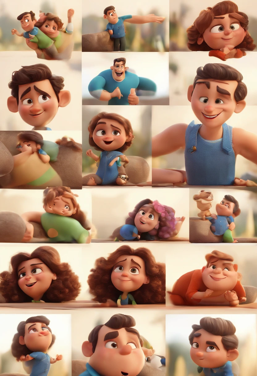 Personagem de desenho animado de um casal ,um personagem animado, Caractere estilizado, animation style rendering, 3D estilizado, Arnold Maya render, 3 d render stylized, toon render keyshot, Personagem 3D, Personagem 3D, 3d rendering stylized, 3 d character render, personagem de desenho animado, Personagem de close up, Pose de personagem, (Estilo Pixar) (master part:1.2) (Bokeh) (best quality) (pele detalhada) (textura detalhada) (8k) (argila) (Cinematic lighting) (foco nítido，Senta e vaza a parte superior do corpo