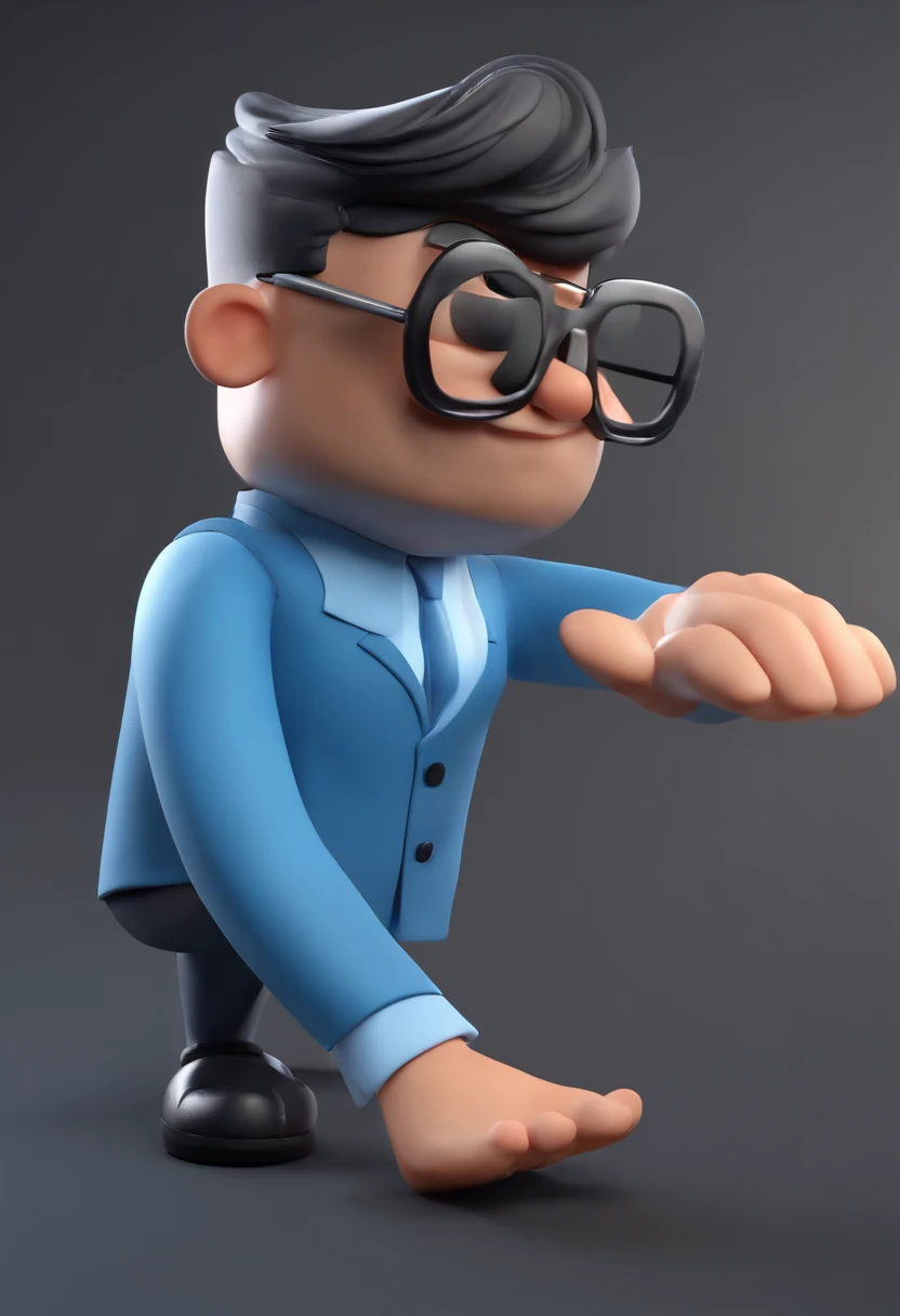 Cartoon character of a man wearing black glasses and a blue shirt, um personagem animado, Caractere estilizado, animation style rendering, 3D estilizado, Arnold Maya render, 3 d render stylized, toon render keyshot, Personagem 3D, Personagem 3D, 3d rendering stylized, 3 d character render, personagem de desenho animado, Personagem de close up, Pose de personagem, (Estilo Pixar) (master part:1.2) (Bokeh) (best quality) (pele detalhada) (textura detalhada) (8k) (argila) (Cinematic lighting) (foco nítido,Senta e vaza a parte superior do corpo