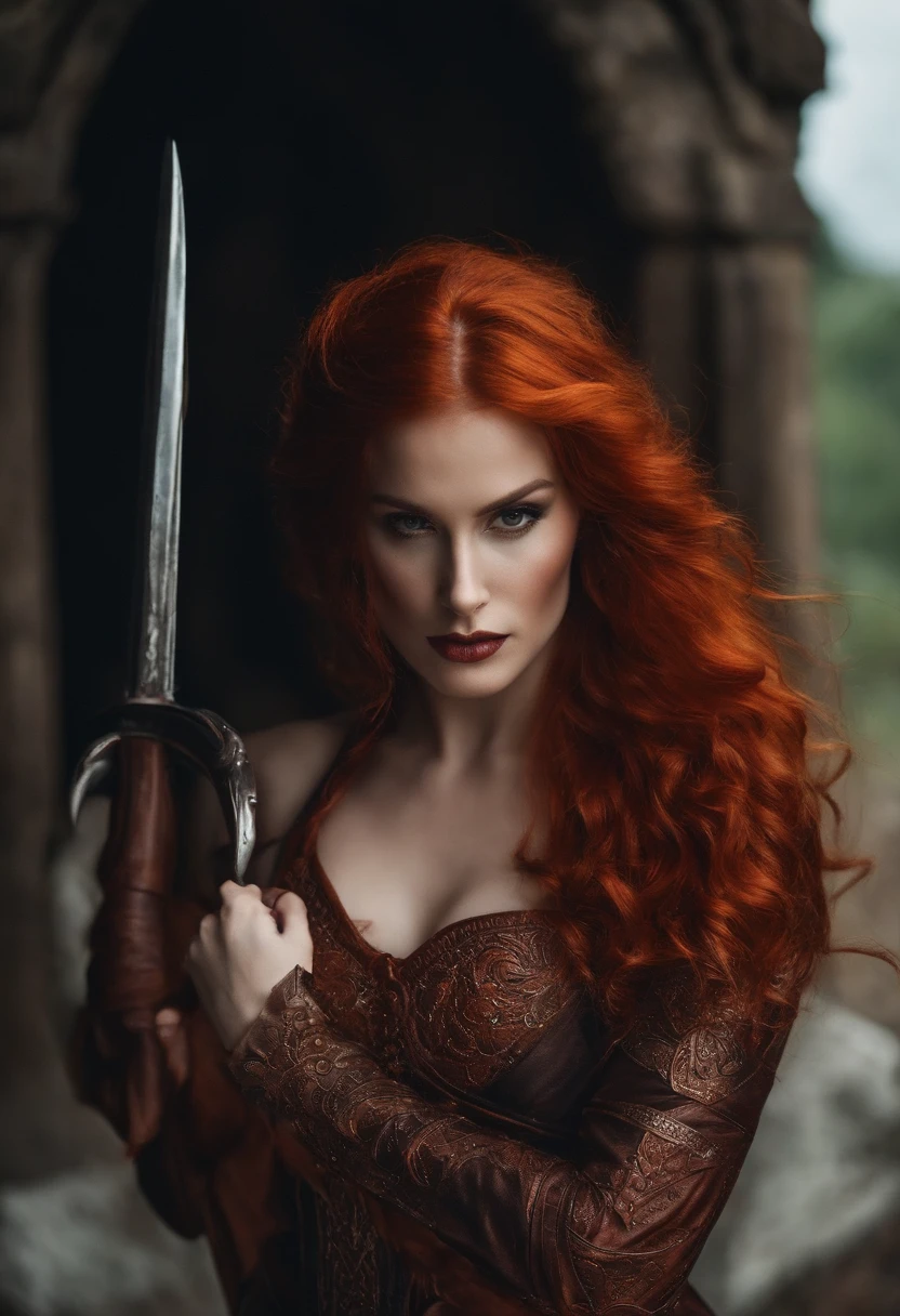 Highly detailed, Seductive erotic female with horns, Tight fitting shirts, (Busty, The are so huge that the shirt constantly destroys, Red hair), face centered, Face Focused, intricately detailed eyes,