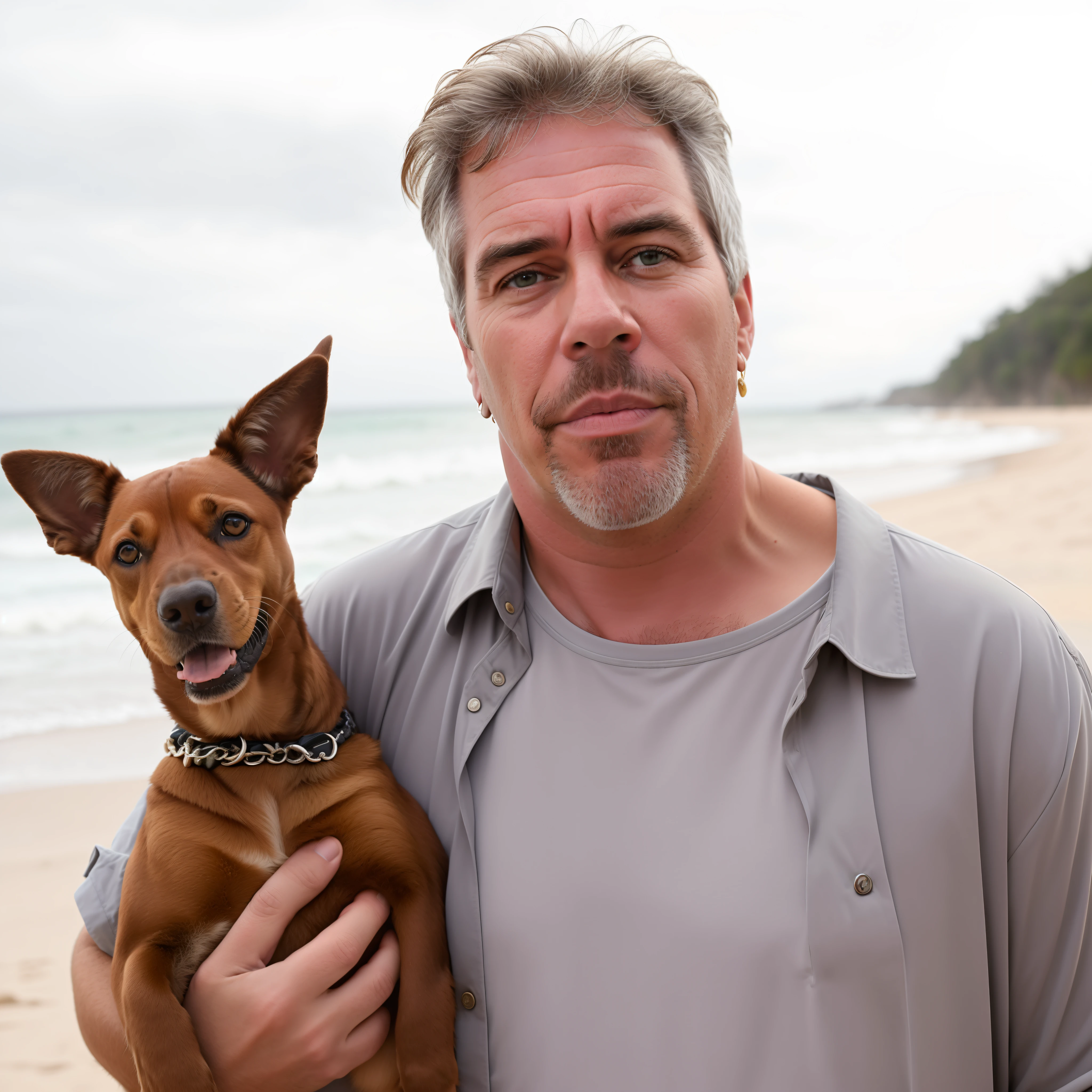 qualidade de imagem do filme,Disney Animation Style,there is a man holding a dog on the beach, Simon Cowell •, with his hyperactive little dog, BoJack Horseman na vida real, Jeffrey Epstein, John Picacio e Brom, patrick nagle, patrick nagle!!, Jeffery Epstein, directo, jay leno com pele cinzenta, patrick nagle!!!, inspired by Antônio Parreiras, Directed by: Samuel Silva