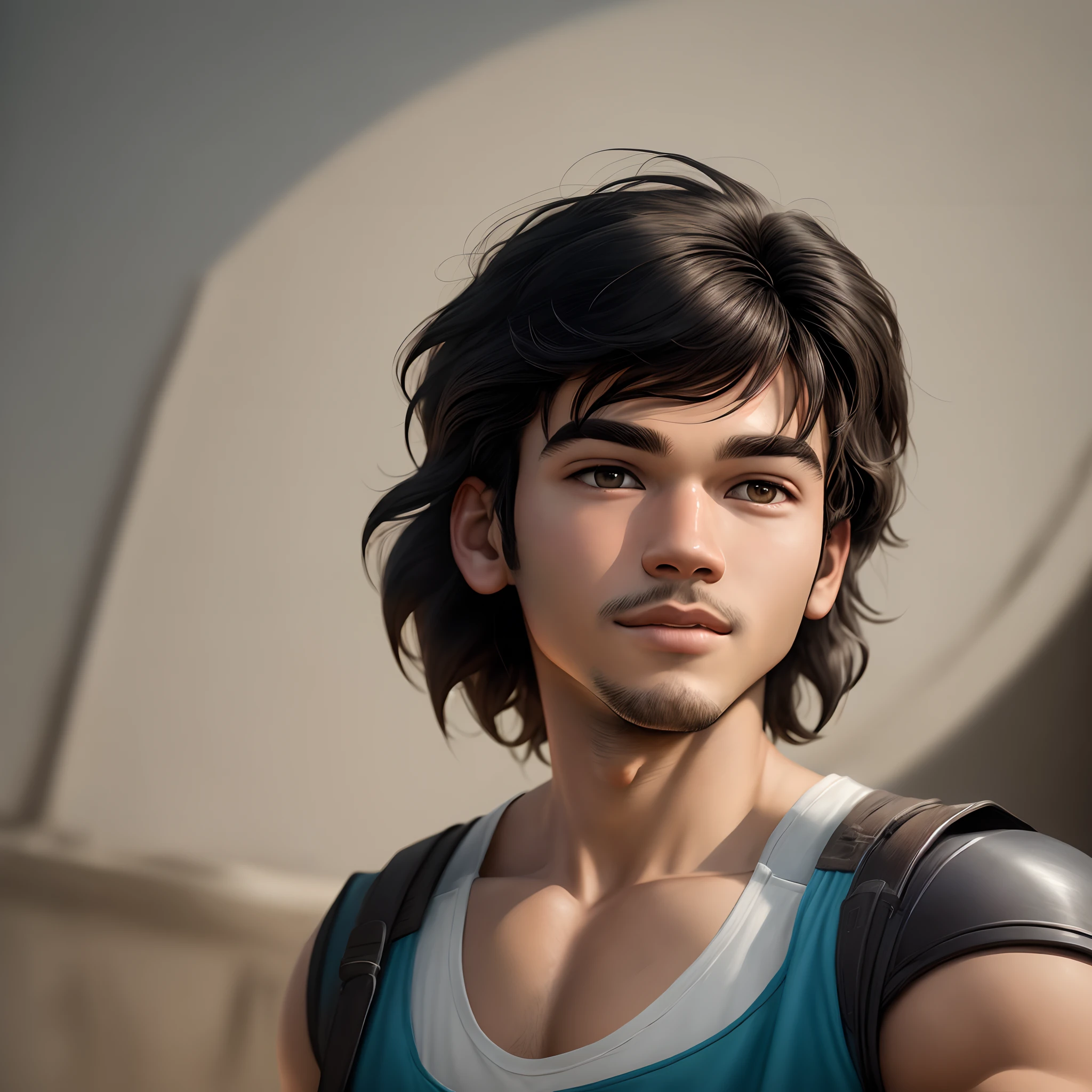 Crie uma foto de perfil com a art de hora de Aventura parecido com o finn de cabelo preto