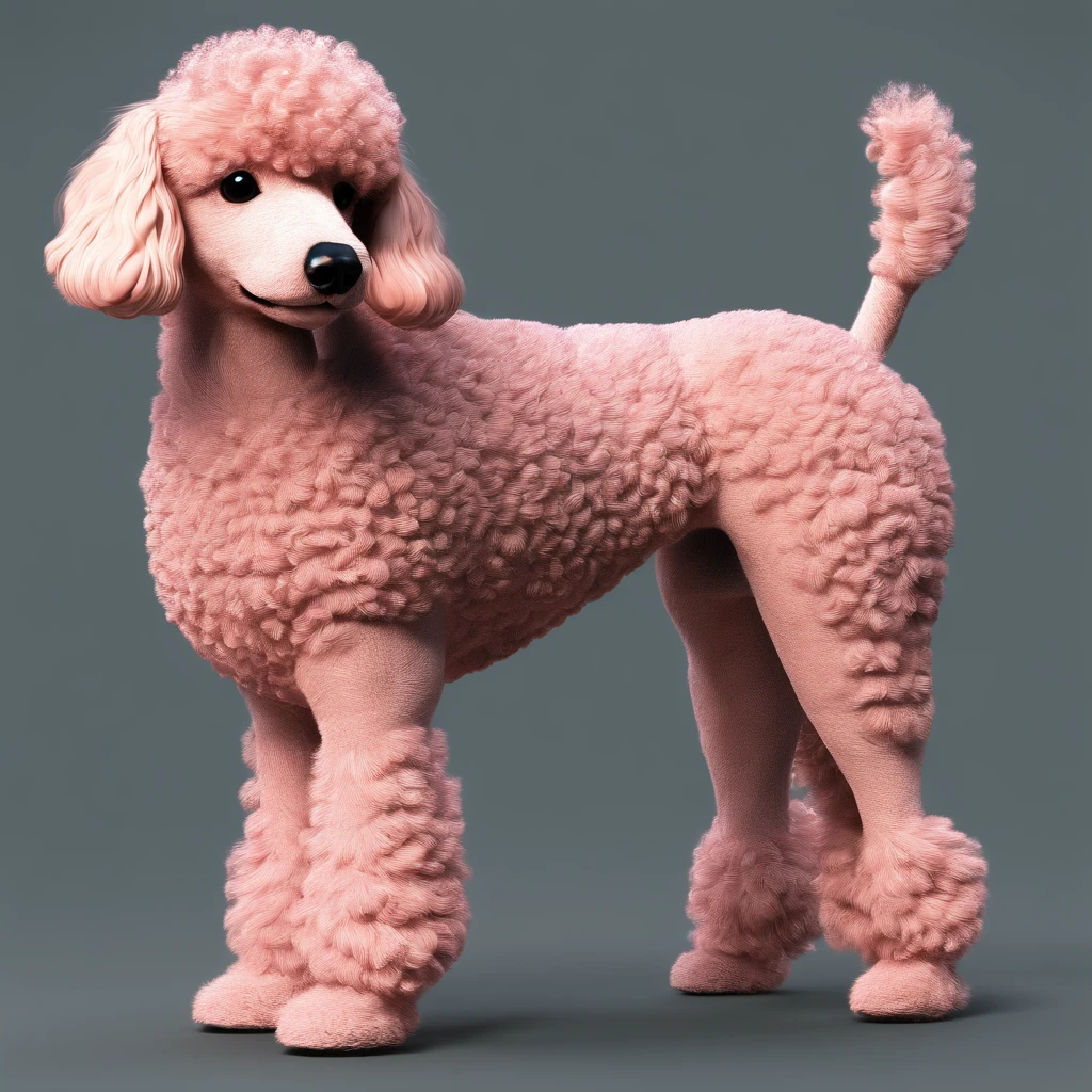 Rosy mulher de cabelos crespos compridos segurando seu cachorrinho poodle cinza Claro