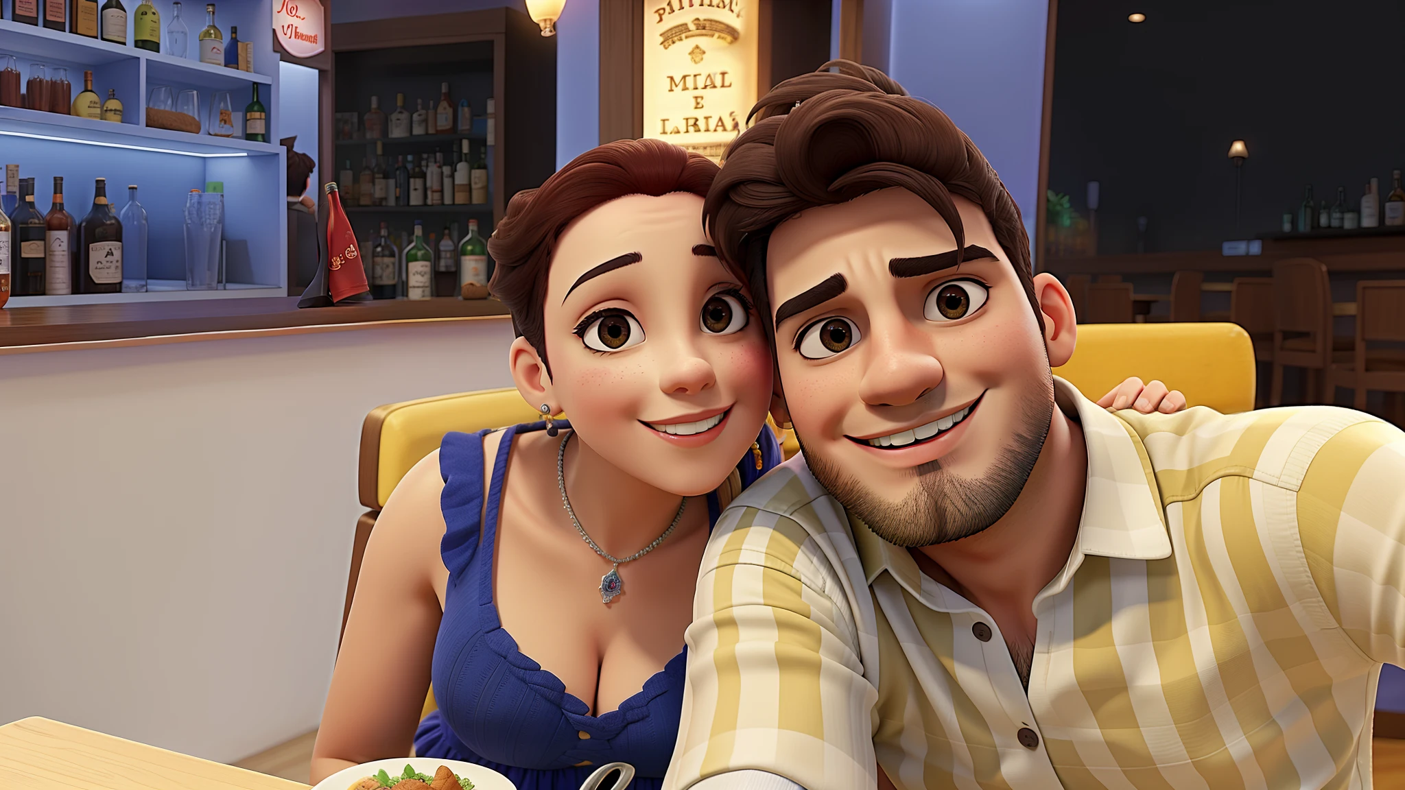 casal num bar se divertindo bebendo