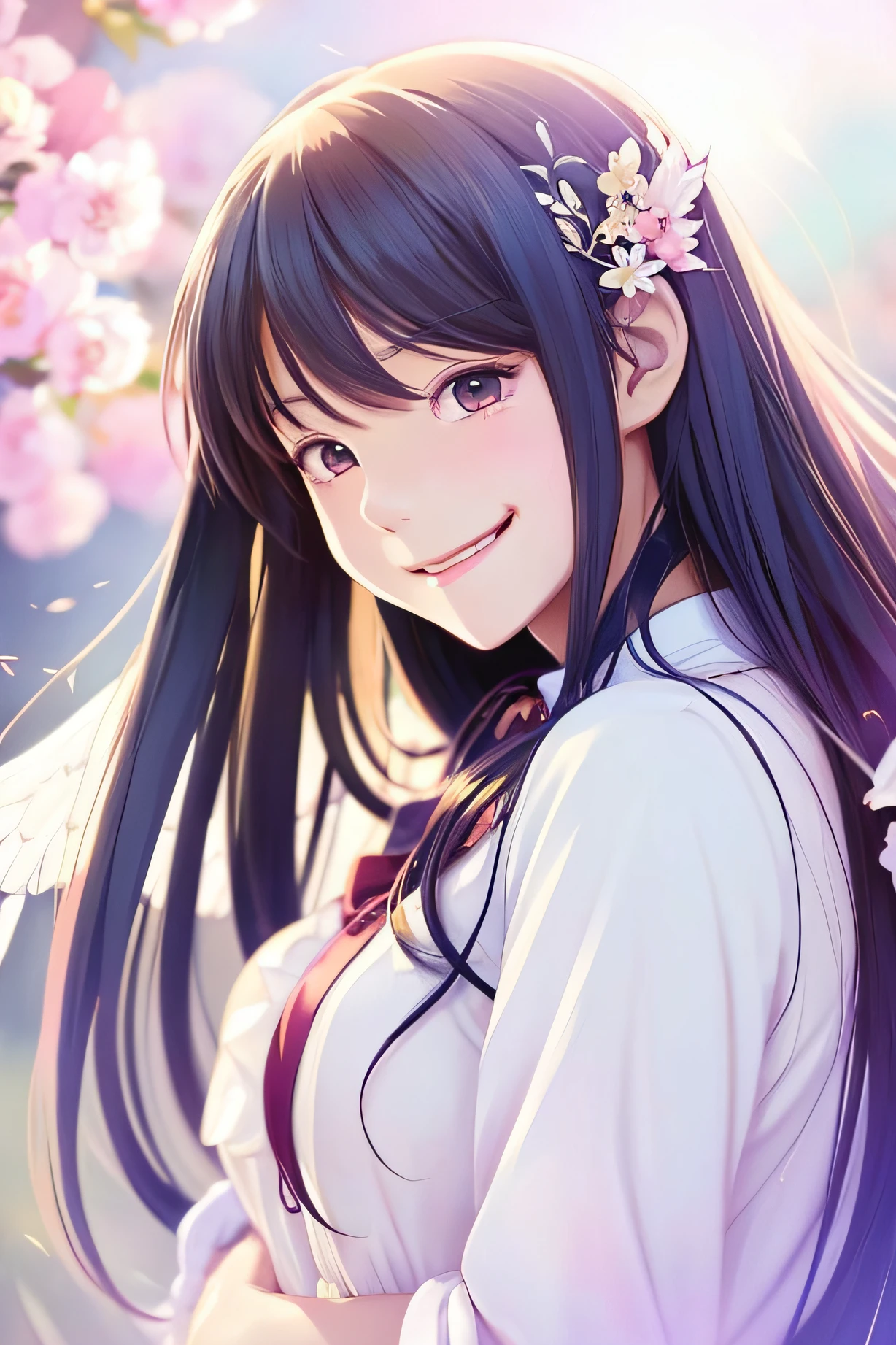 Anime Characters,illustratio,angelicales,Very cute,Around 16 years old,teens girl,a smile,Open eyes,without background,slightly open mouth,innocent