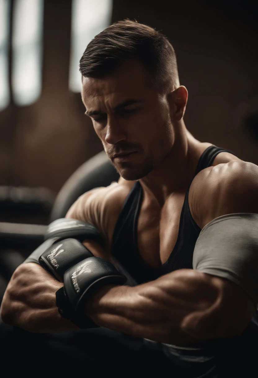 LTADOR DE BOX, SENTADO NO RINGUE CHORANDO, (TRISTE OLHANDO PARA CAMERA), CORPO FITNESS