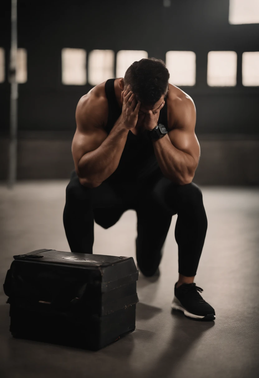 LTADOR DE BOX, SENTADO NO RINGUE CHORANDO, (TRISTE OLHANDO PARA CAMERA), CORPO FITNESS