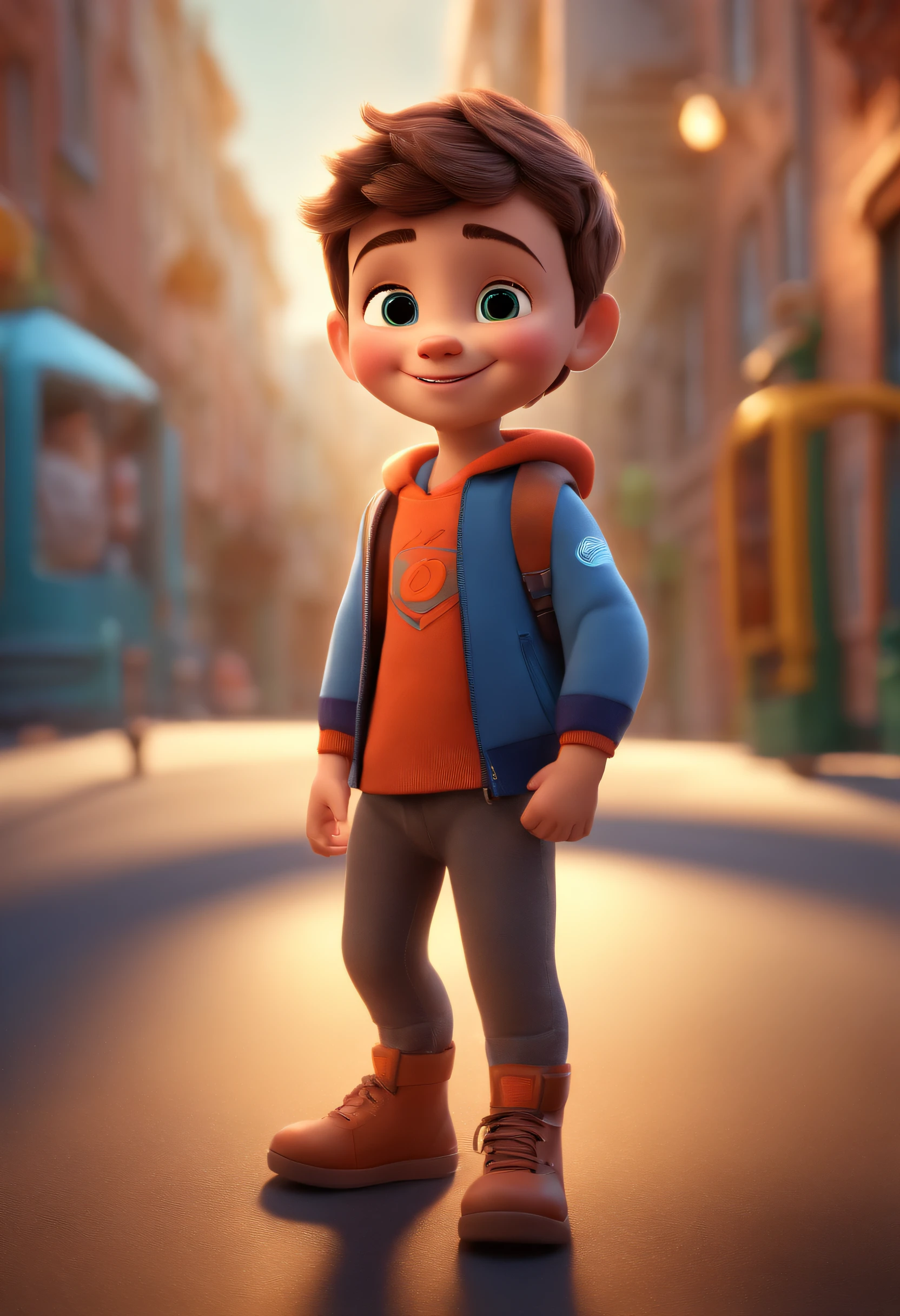 a happy cute ??? standing short hair, vestindo uma fantasia espacial, , fundo branco, barnet, tom, Estilo Pixar, ..3d,