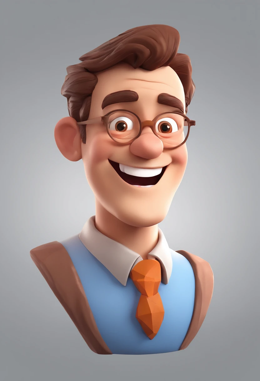 Smiling Man Illustration, sorriso insano, Homem de pele marrom com um sorriso gigante, happily smiling at the camera, sorriso atrevido, he's smiling, sorriso muito grande, Macho sorridente, foto de perfil headshot, rindo sorriso enorme, desenhando no estilo de Arte 3D, c4d, fundo de cor branco puro, estilo disney, estilo pixar render ilustracao Super Detalhe, 8k