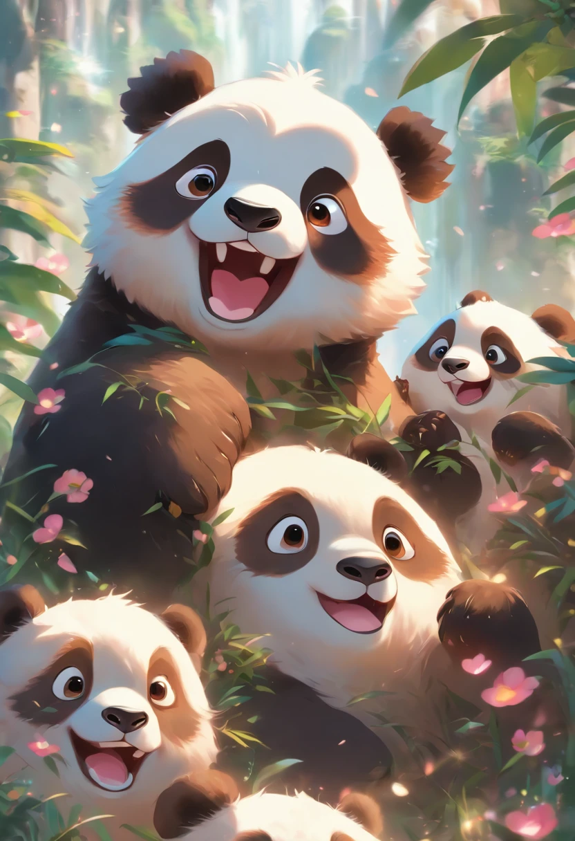 A cute panda,has big eyes，blusher，Sloth，greet，detail-rich, white backgrounid