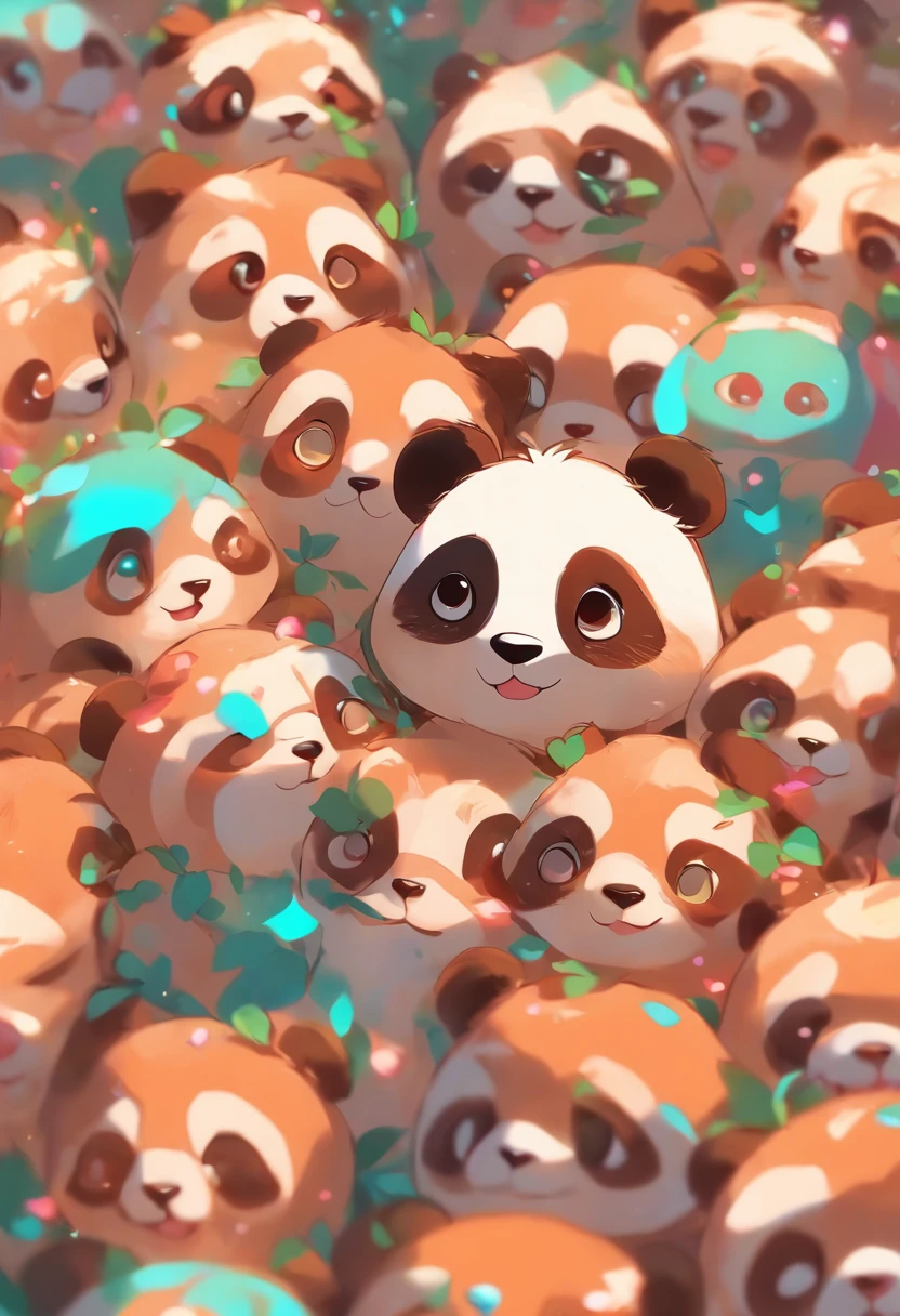 A cute panda,has big eyes,blusher,Sloth,greet,detail-rich, white backgrounid
