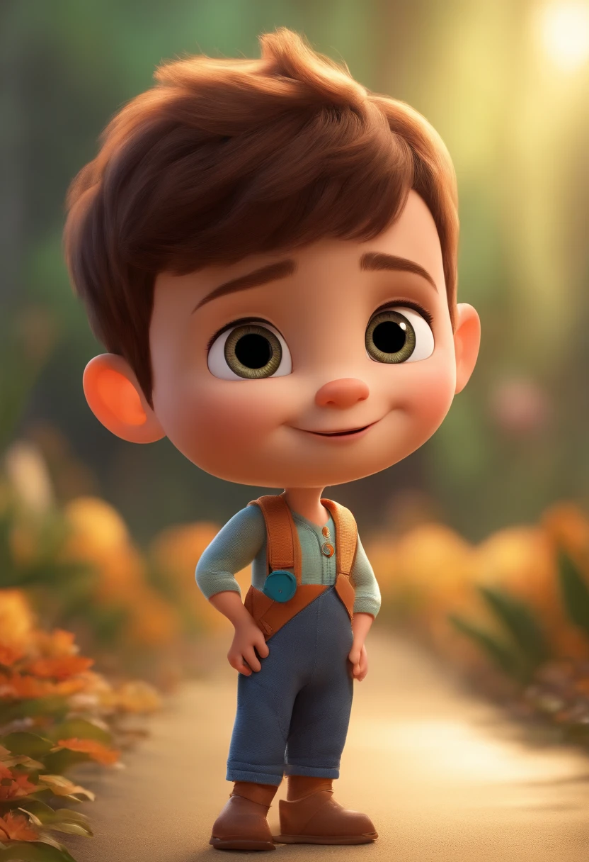 a happy cute standing short hair, vestindo uma fantasia espacial, , fundo branco, barnet, Tom, Estilo Pixar, ....3d, desenhos animados, rosto detalhado, asymmetrical 16k