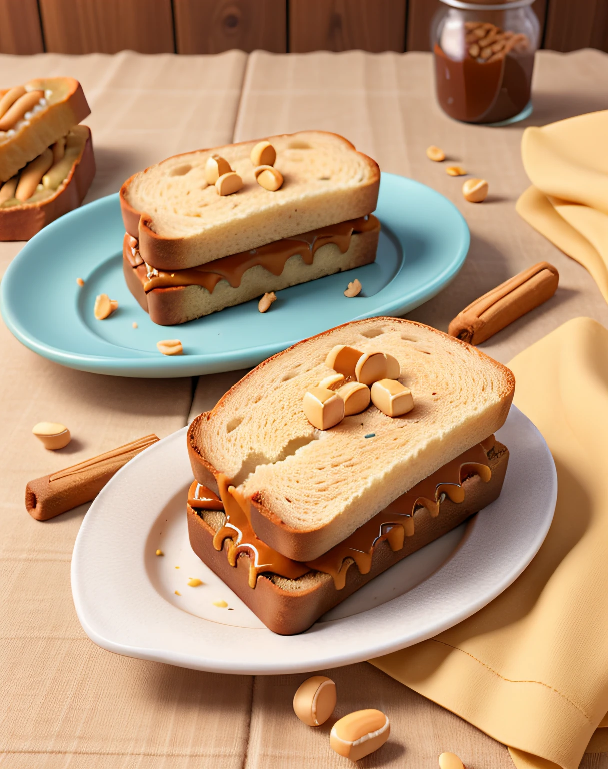 two slices of whole wheat bread with peanut butter