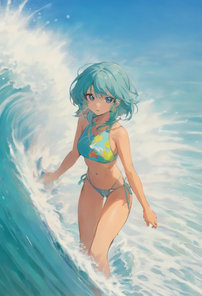 girl nua na prancha de surf