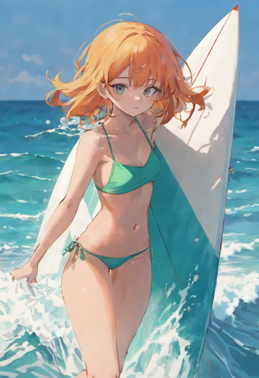 girl nua na prancha de surf