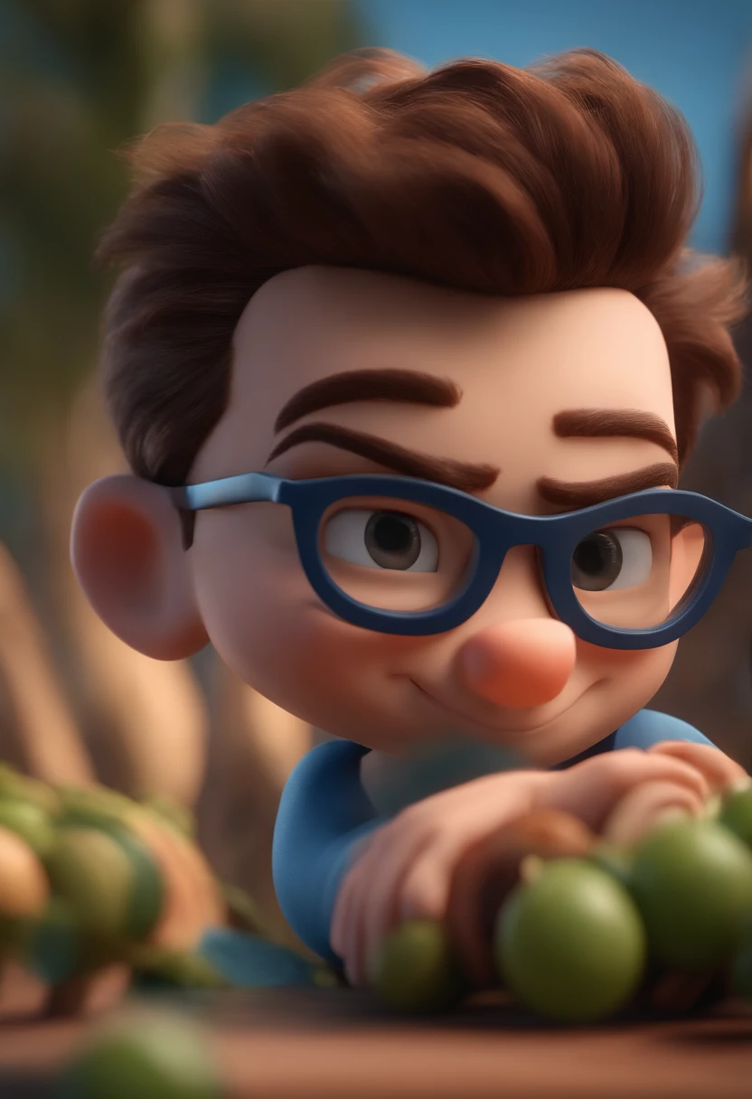 Cartoon character of a man with black glasses and a blue shirt, animation character, Caractere estilizado, animation style rendering, 3D estilizado, Arnold Maya render, 3 d render stylized, toon render keyshot, Personagem 3D, Personagem 3D, 3d rendering stylized, 3 d character render, personagem de desenho animado, Personagem de close up, Pose de personagem, (Estilo Pixar) (master part:1.2) (Bokeh) (best quality) (pele detalhada) (textura detalhada) (8k) (argila) (Cinematic lighting) (foco nítido