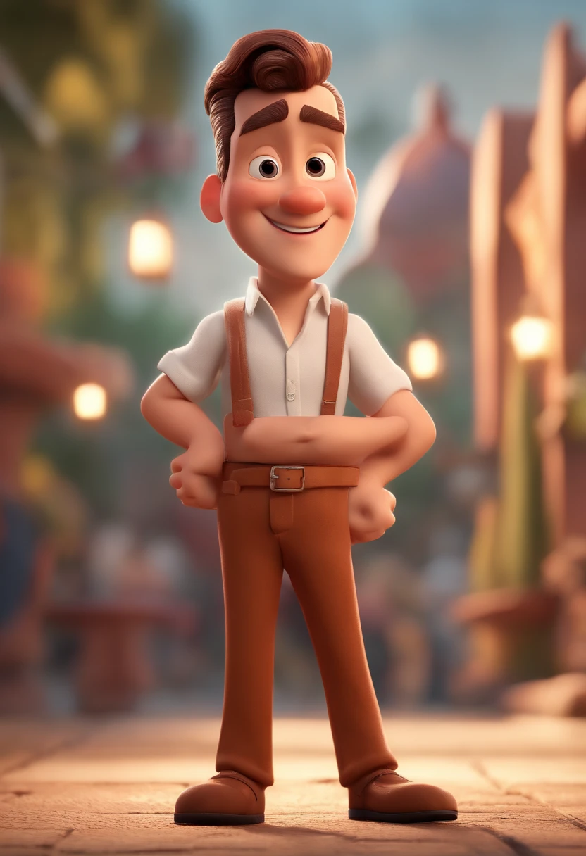 Cartoon character of a man without black glasses and a white shirt, animation character, Caractere estilizado, animation style rendering, 3D estilizado, Arnold Maya render, 3 d render stylized, toon render keyshot, Personagem 3D, Personagem 3D, 3d rendering stylized, 3 d character render, personagem de desenho animado, Personagem de close up, Pose de personagem, (Estilo Pixar) (master part:1.2) (Bokeh) (best quality) (pele detalhada) (textura detalhada) (8k) (argila) (Cinematic lighting) (foco nítido