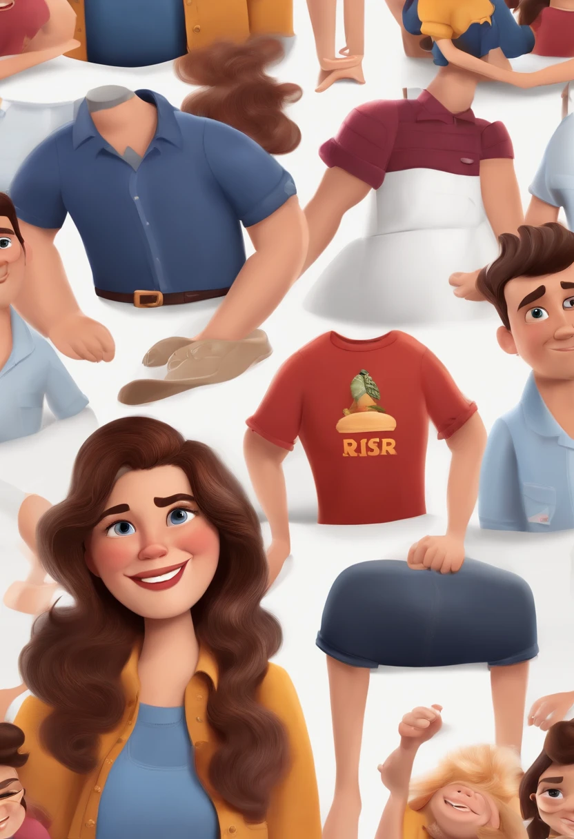 Desenho em estilo 3D da Pixar de barbeiros trabalhando de camisa social cortando cabelo