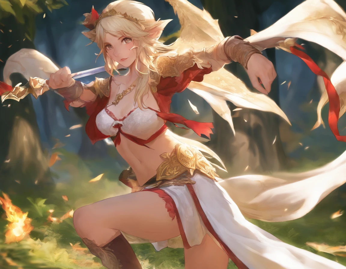 "an epic battle,1girl, Usa su katana, Bragas blancas trasparent, bragas insertadas en la entrepierna, (cameltoe perfecto), colas gemelas, nariz, piernas, NSFW, pose seductora, batalla con un dragon furioso,