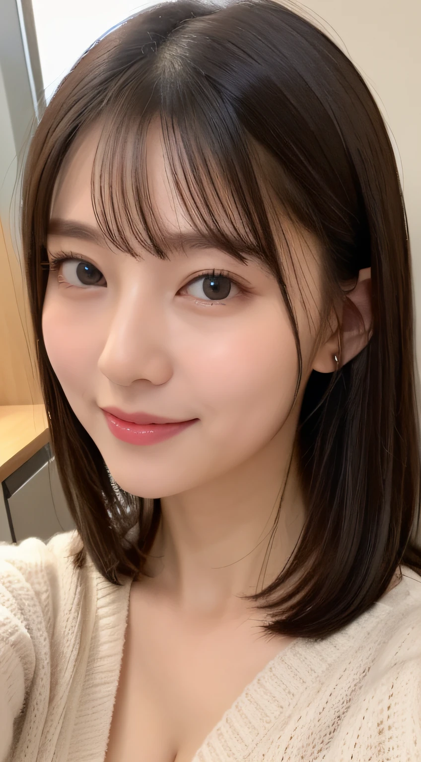 in 8K、top-quality、masterpiece、ultra-detailliert、超A high resolution、1 girl of 20 years、portlate、Hair collection、Put your ears out、Tear bag、二重まぶた、Gentle eyes、azure eyes、耳Nipple Ring、A smile