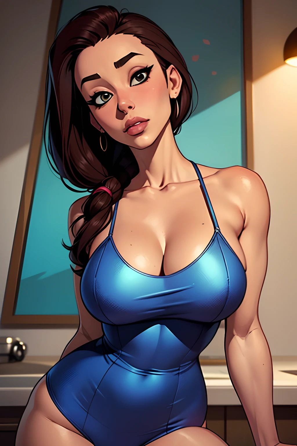 qualidade soberba, Stacy Hirano character from the cartoon Phineas and Ferb in a realistic and sexy version