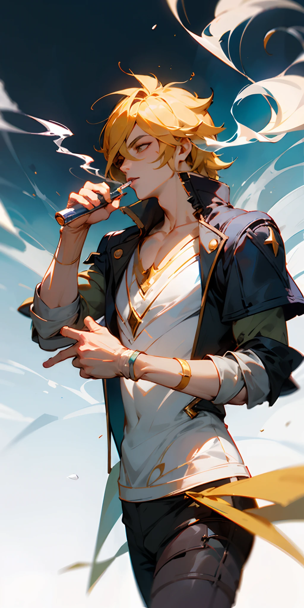 Ezreal from League of Legends drinks Lean、Smoking cannabis