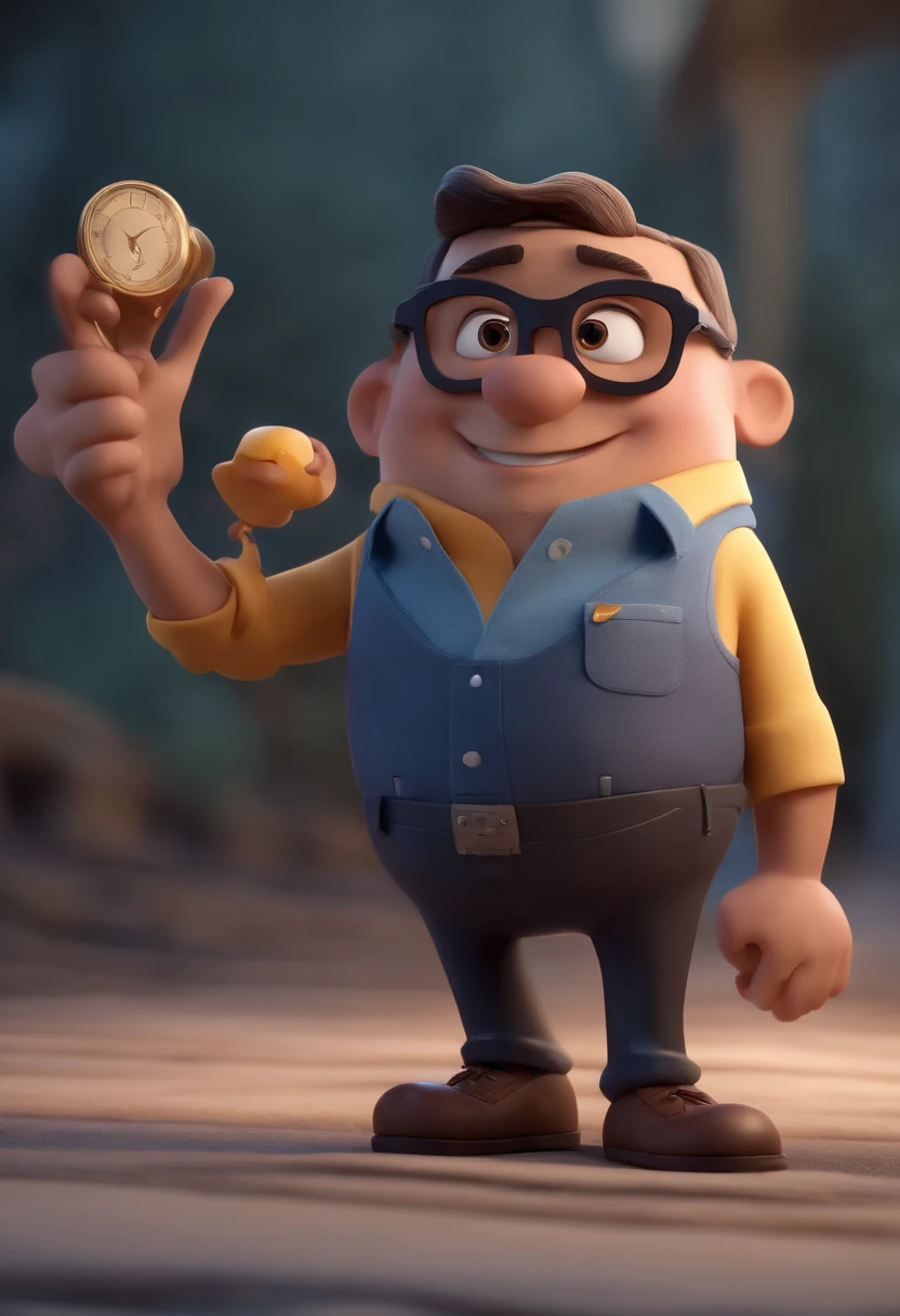 Cartoon character of a man with black glasses and a blue shirt, animation character, Caractere estilizado, animation style rendering, 3D estilizado, Arnold Maya render, 3 d render stylized, toon render keyshot, Personagem 3D, Personagem 3D, 3d rendering stylized, 3 d character render, personagem de desenho animado, Personagem de close up, Pose de personagem, (Estilo Pixar) (master part:1.2) (Bokeh) (best quality) (pele detalhada) (textura detalhada) (8k) (argila) (Cinematic lighting) (foco nítido