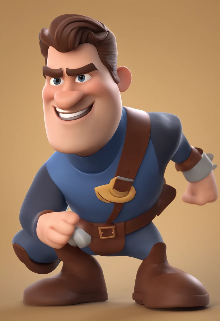 Personagem dos desenhos animados de um homem com barba curta, cabelo cacheado marrom escuro e uma camisa vermelha, animation character, animation style rendering, 3D estilizado, Arnold Maya render, 3 d render stylized, toon render keyshot, Personagem 3D, Personagem 3D, 3d rendering stylized, 3 d character render, personagem de desenho animado, Personagem de close up, Pose de personagem,  (Estilo Pixar) (master part:1.2) (Bokeh) (best quality) (pele detalhada) (textura detalhada) (8k) (argila) (Cinematic lighting) (foco nítido
