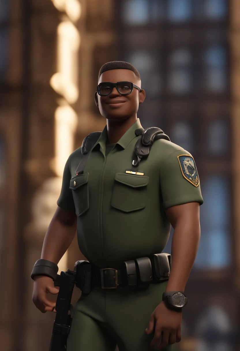 personagem dos desenhos animados de um homem negro, cabelo preto(estilo militar) with black glasses and paramedic outfit, animation character, Caractere estilizado, animation style rendering, 3D estilizado, Arnold Maya render, 3 d render stylized, toon render keyshot, Personagem 3D, Personagem 3D, 3d rendering stylized, 3 d character render, personagem de desenho animado, Personagem de close up, Pose de personagem, (Estilo Pixar) (master part:1.2) (Bokeh) (best quality) (pele detalhada) (textura detalhada) (8k) (argila) (Cinematic lighting) (foco nítido