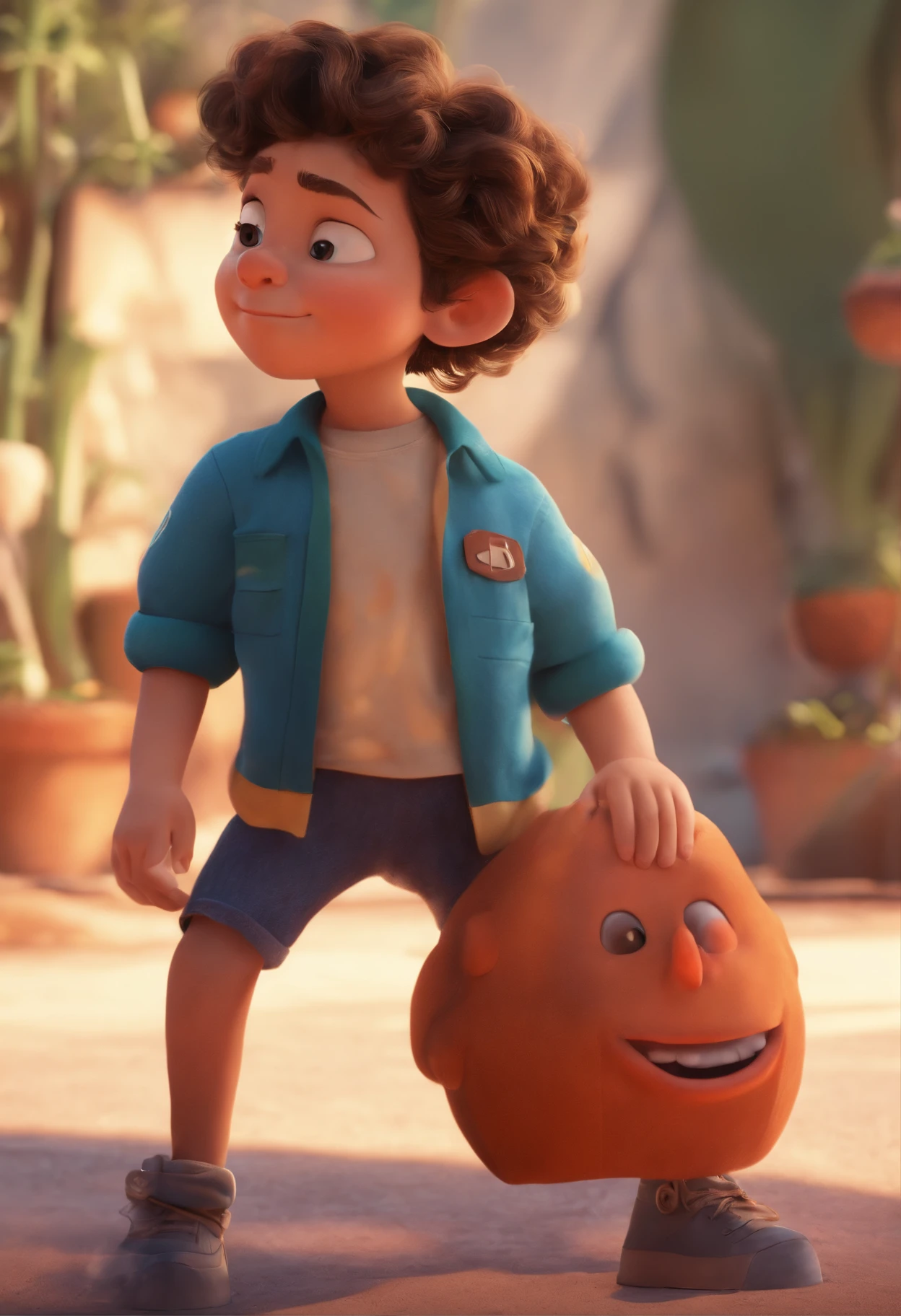 Image of a boy for a story in a YouTube video in Pixar format, He's the  allabester, He's the class leader, He's outgoing, Playful and gets up for a lot of things