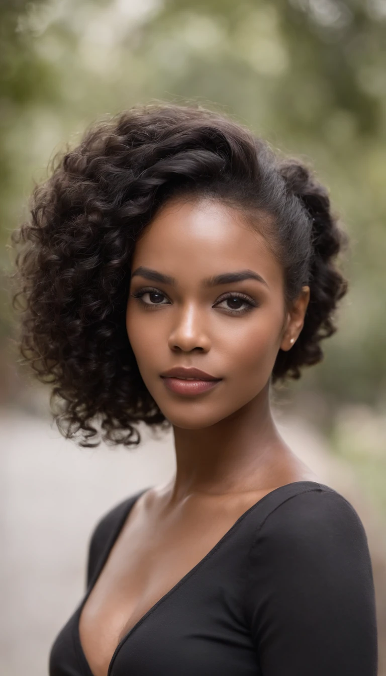 A beautiful and incredible black Brazilian woman,Retrato da parte superior do corpo,Free curls, cabelo encaracolado preto, (cabelos cacheados escuros e curtos), Cabelo encaracolado longo preto selvagem, cabelo multiversal, brasileiro, cabelo curto preto encaracolado, cabelos negros cacheados, Cachos, cabelos ondulados espalhados, Cachos barrocos, Cacheados, encaracolado, cabelos cacheados claros, textura do cabelo, franja encaracolado