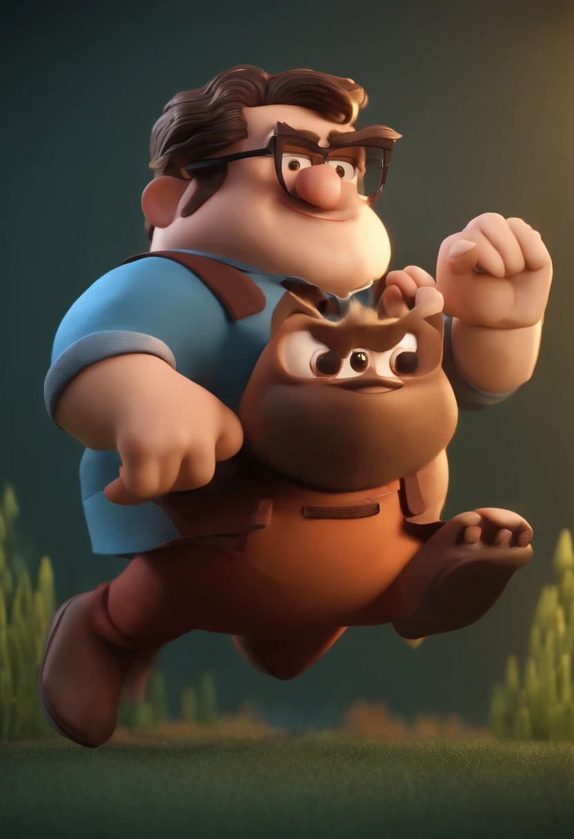 Cartoon character of a man wearing black glasses and a blue shirt, um personagem animado, Caractere estilizado, animation style rendering, 3D estilizado, Arnold Maya render, 3 d render stylized, toon render keyshot, Personagem 3D, Personagem 3D, 3d rendering stylized, 3 d character render, personagem de desenho animado, Personagem de close up, Pose de personagem, (Estilo Pixar) (master part:1.2) (Bokeh) (best quality) (pele detalhada) (textura detalhada) (8k) (argila) (Cinematic lighting) (foco nítido,Senta e vaza a parte superior do corpo
