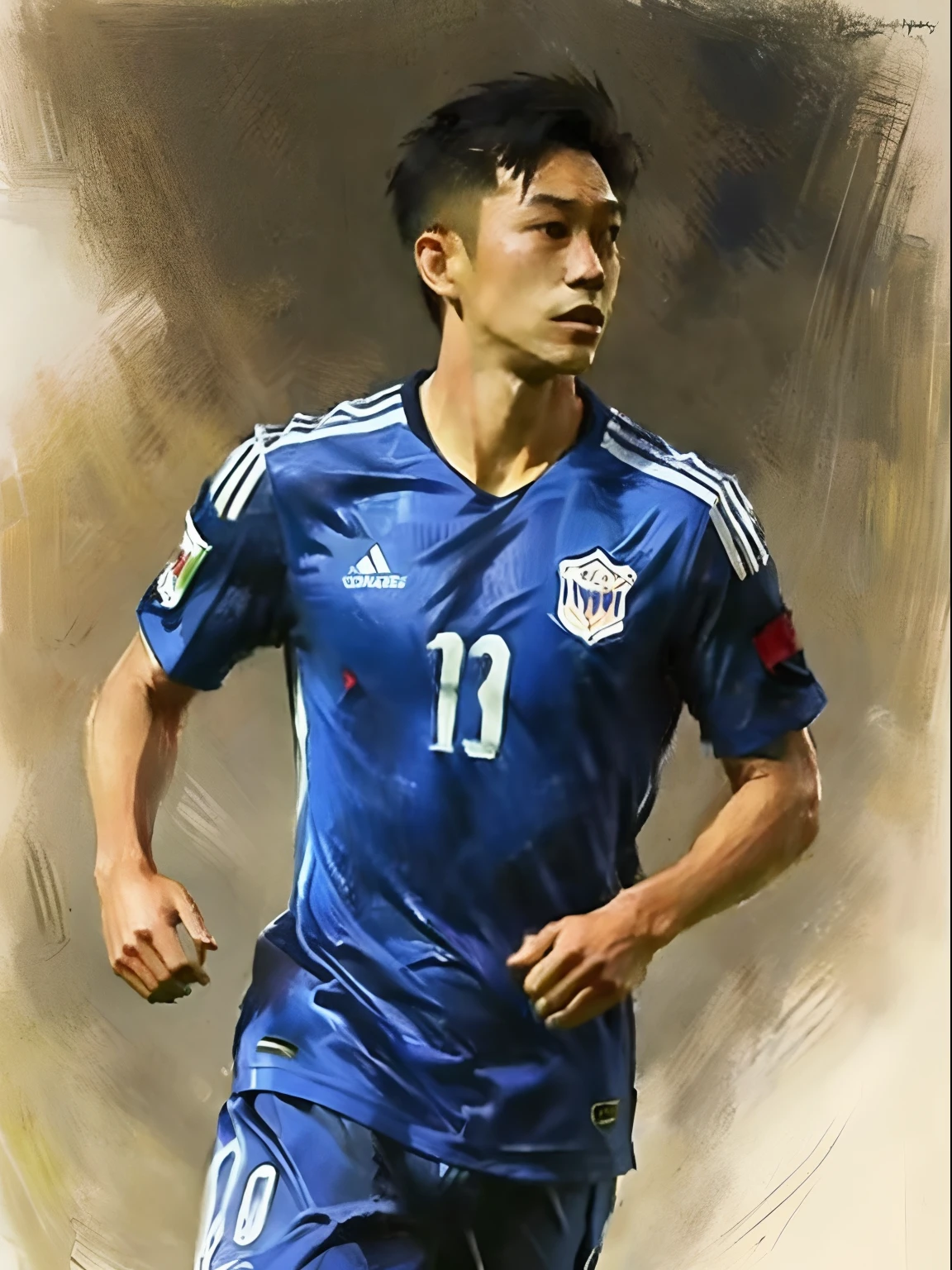 Homem Soccer Player face, style greg rutkowski realist, style anime, Japanese 17 years