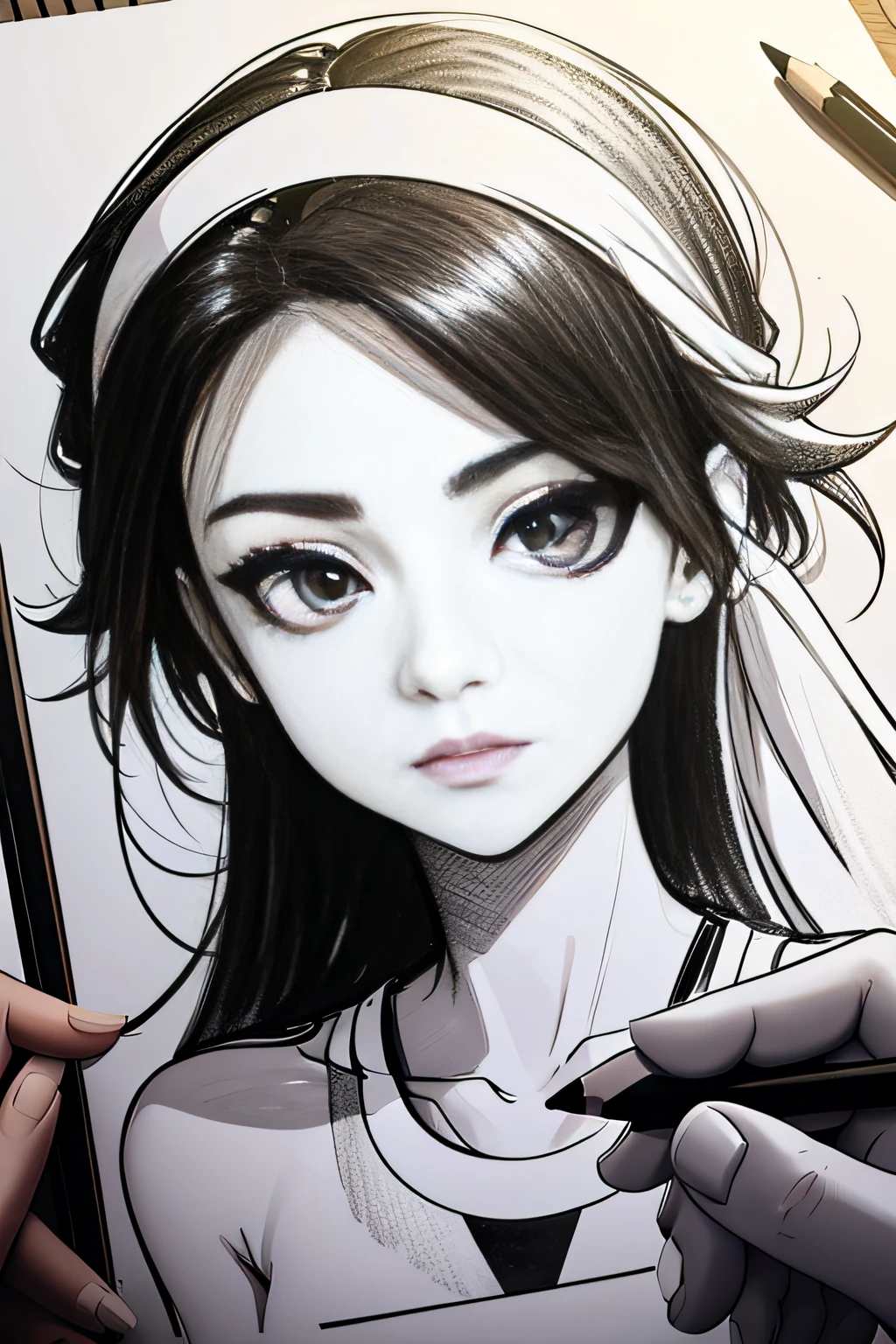 Drawing white and black of teenage