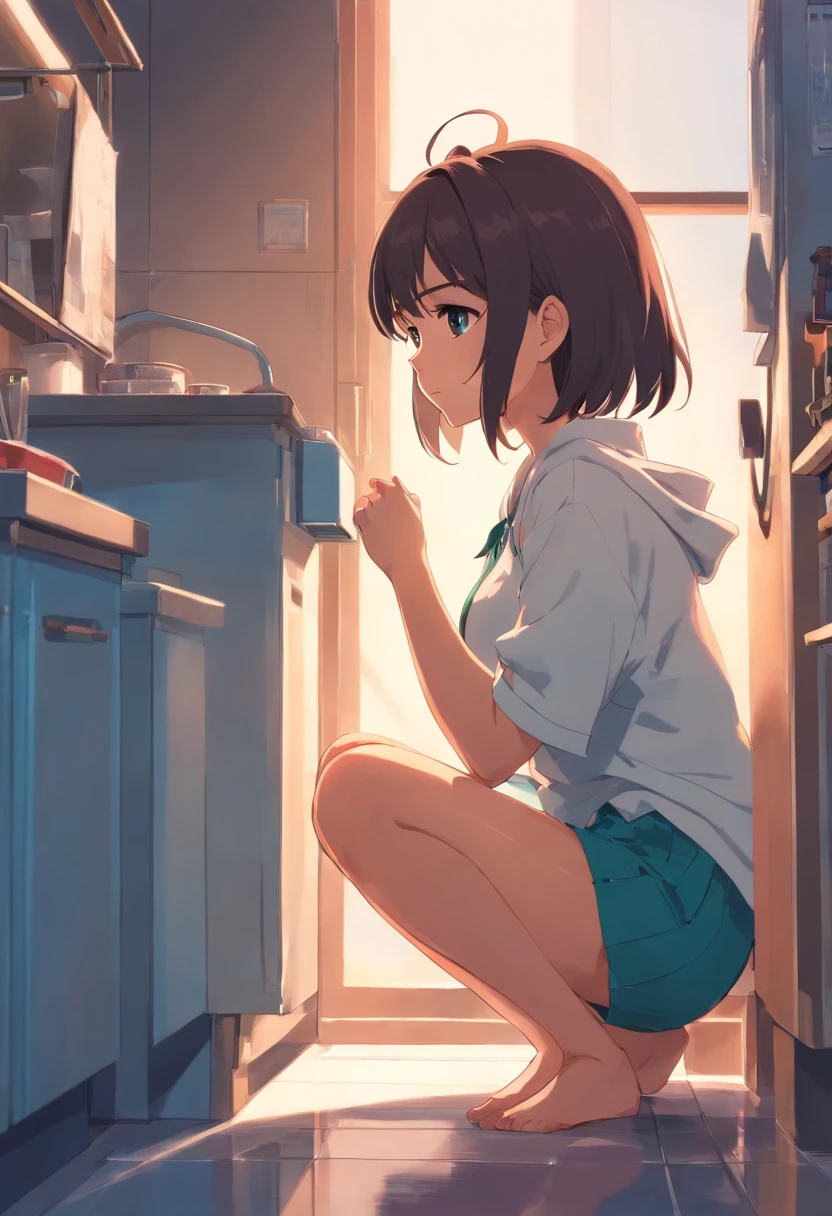Hentai, girl, Anime Girl, Squatting, looking at viewer, Spread