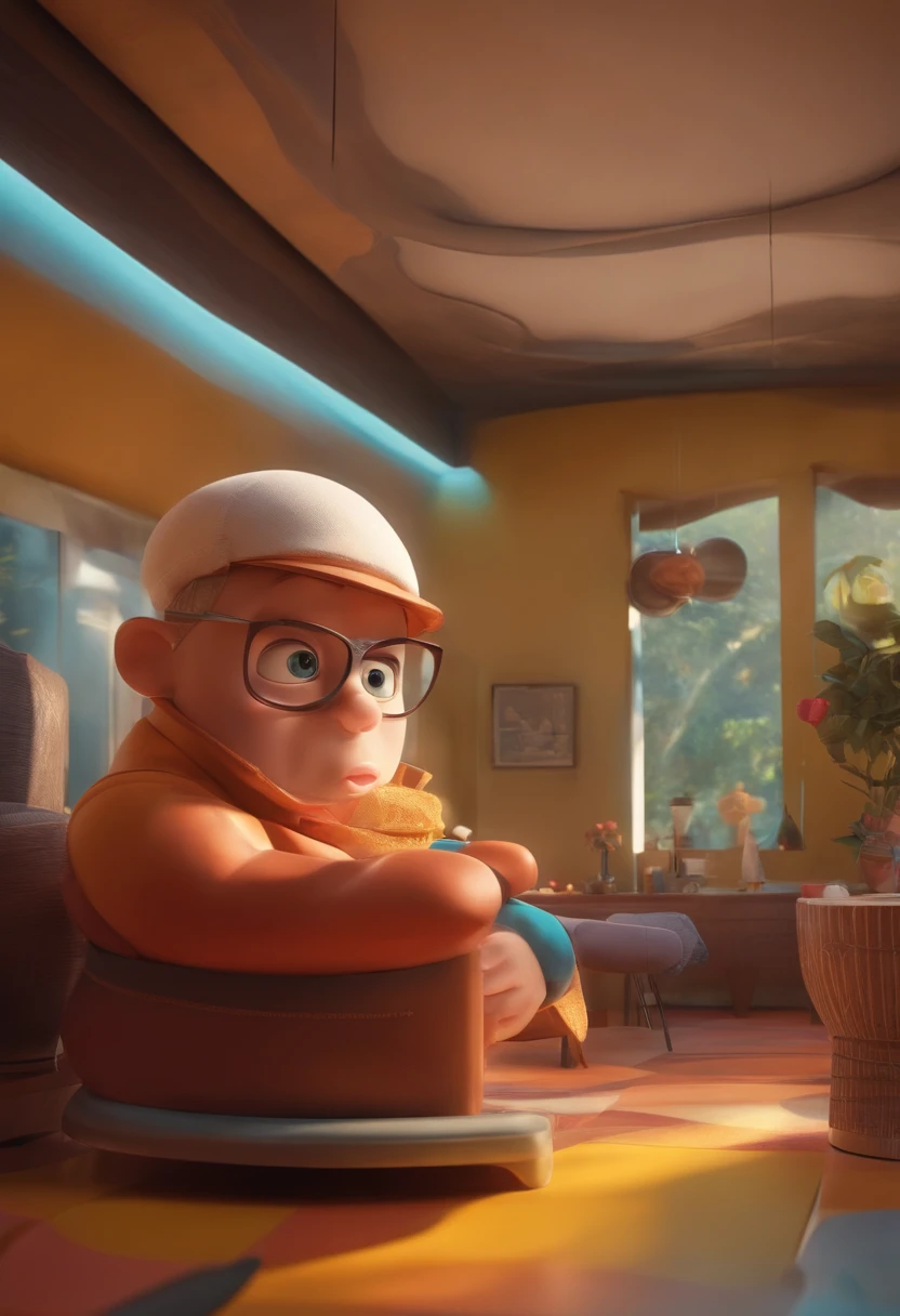 Um arquiteto de sonhos futurista, mas realista, inspired by Pixar animation, de perto. The character takes center stage with captivating facial expressions, oferecendo um toque de irrealidade.