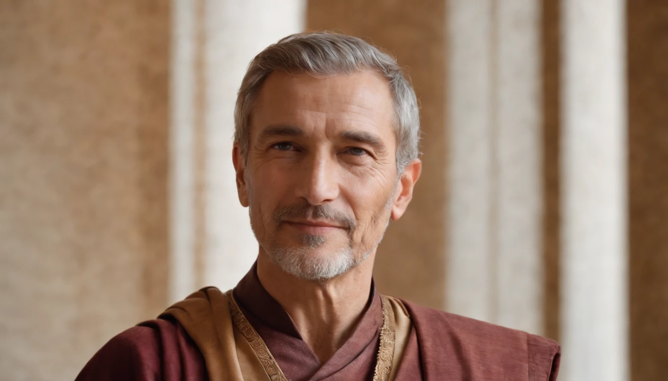 Visualize a high-resolution image featuring a stoic man with a strong, grateful, happy, and profoundly wise appearance. This image captures the essence of stoicism and portrays a man who embodies its principles while radiating happiness and wisdom.
The stoic man stands with an aura of inner strength and self-assurance, his posture conveying both power and grace. His physique is impressive, yet it's his inner qualities that truly shine.
His face is a portrait of gratitude and happiness. A genuine, heartwarming smile graces his lips, and his eyes twinkle with contentment. This man is not just strong in body, but in spirit as well. He carries an air of gratitude for life's blessings, and this gratitude lights up his countenance.
His expression is that of a sage, marked by the deep lines of wisdom etched onto his face. His eyes reveal a profound understanding of life's complexities, and they reflect the serenity that comes with a life well-lived.
The stoic man's clothing, while simple, exudes a sense of timeless elegance. It reflects his detachment from material possessions and his focus on inner virtues and the appreciation of life's simple joys.
The lighting bathes the scene in a warm and inviting glow, enhancing the radiance of the man's happiness and wisdom. The background setting is harmonious, combining elements of nature and classic architecture, symbolizing the balance and enduring wisdom of stoicism.
This image encapsulates the very essence of stoic philosophy - a life of inner strength, gratitude, happiness, and profound wisdom. It serves as a powerful visual representation of the stoic ideals of contentment and a fulfilled life.