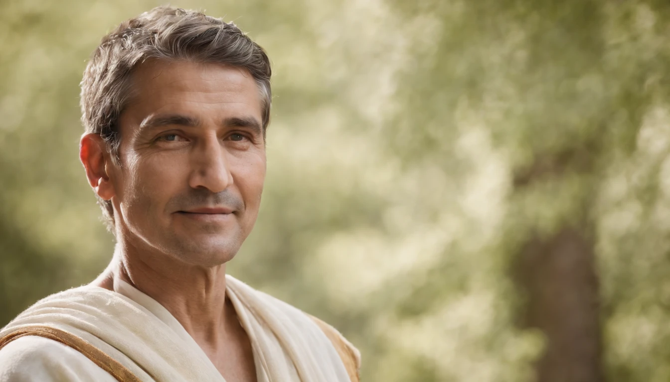 Visualize a high-resolution image featuring a stoic man with a strong, grateful, happy, and profoundly wise appearance. This image captures the essence of stoicism and portrays a man who embodies its principles while radiating happiness and wisdom.
The stoic man stands with an aura of inner strength and self-assurance, his posture conveying both power and grace. His physique is impressive, yet it's his inner qualities that truly shine.
His face is a portrait of gratitude and happiness. A genuine, heartwarming smile graces his lips, and his eyes twinkle with contentment. This man is not just strong in body, but in spirit as well. He carries an air of gratitude for life's blessings, and this gratitude lights up his countenance.
His expression is that of a sage, marked by the deep lines of wisdom etched onto his face. His eyes reveal a profound understanding of life's complexities, and they reflect the serenity that comes with a life well-lived.
The stoic man's clothing, while simple, exudes a sense of timeless elegance. It reflects his detachment from material possessions and his focus on inner virtues and the appreciation of life's simple joys.
The lighting bathes the scene in a warm and inviting glow, enhancing the radiance of the man's happiness and wisdom. The background setting is harmonious, combining elements of nature and classic architecture, symbolizing the balance and enduring wisdom of stoicism.
This image encapsulates the very essence of stoic philosophy - a life of inner strength, gratitude, happiness, and profound wisdom. It serves as a powerful visual representation of the stoic ideals of contentment and a fulfilled life.