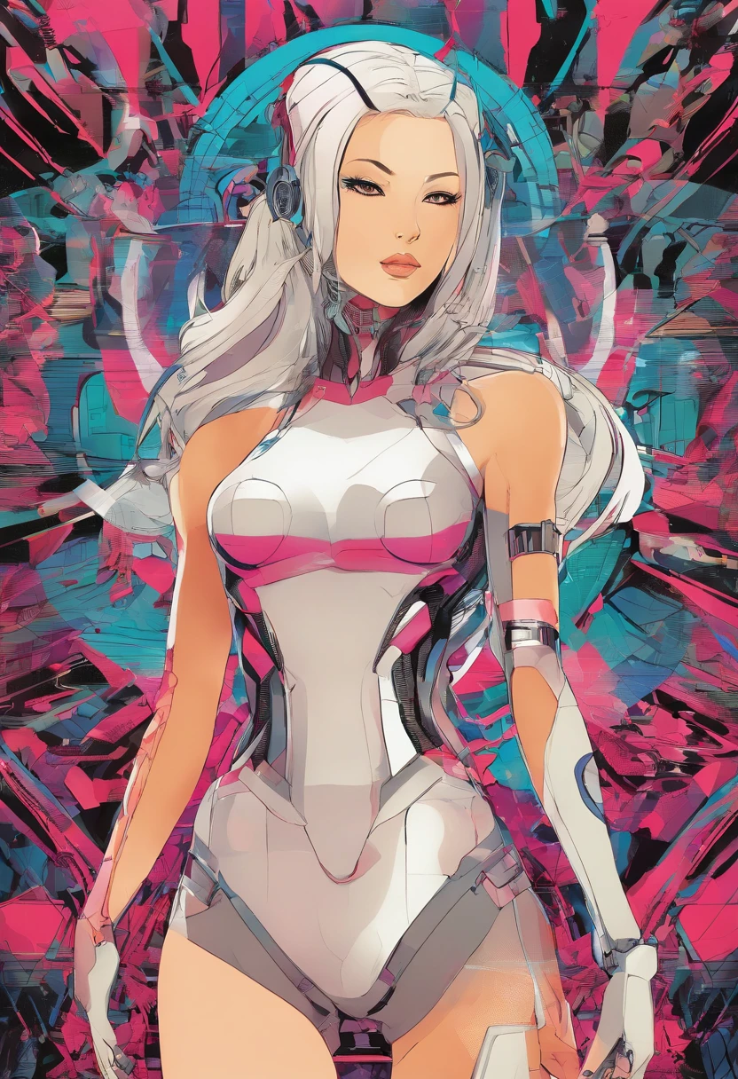 anime girl in silver outfit posing with her hands on her head, lois van baarle and rossdraws, [ 4 k digital art ]!!, cutesexyrobutts, smooth digital concept art, biomechanical oppai, detailed digital anime art, :: rossdraws, commission for high res, extremely detailed artgerm, oppai cyberpunk, thicc