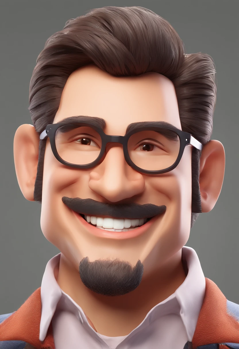 Smiling Man Illustration, sorriso insano, Homem de pele marrom com um sorriso gigante, happily smiling at the camera, sorriso atrevido, he's smiling, sorriso muito grande, Macho sorridente, foto de perfil headshot, rindo sorriso enorme, desenhando no estilo de Arte 3D, c4d, fundo de cor branco puro, estilo disney, estilo pixar render ilustracao Super Detalhe, 8k