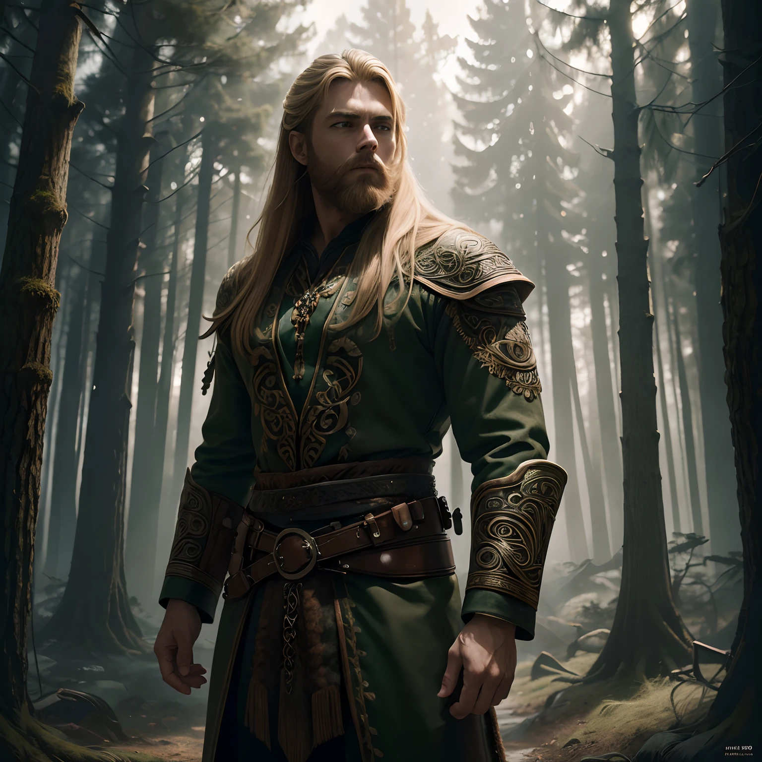 Model DreamShaper ,CeltPunkAI,  Brutal man ((solo))with blonde straight hair and beard , Dressed in a hunter's costume  ! Standing on the background of a pine forest , IR-118 12 shotgun visible/76 plus ! In his hands , Front light , HDR, Photorealistic, hight resolution, ultra_ah high_nothing, Cinematographer, aesthetic, extremely_tender, hight resolution, 16k, ..Raw, Ultra Hainada, ultra details, Подробнее Fвos, An extraordinarily delicate and beautiful shade, Extremely detailed, real, realisti, highly detailed photo, award-winning glamour photograph,