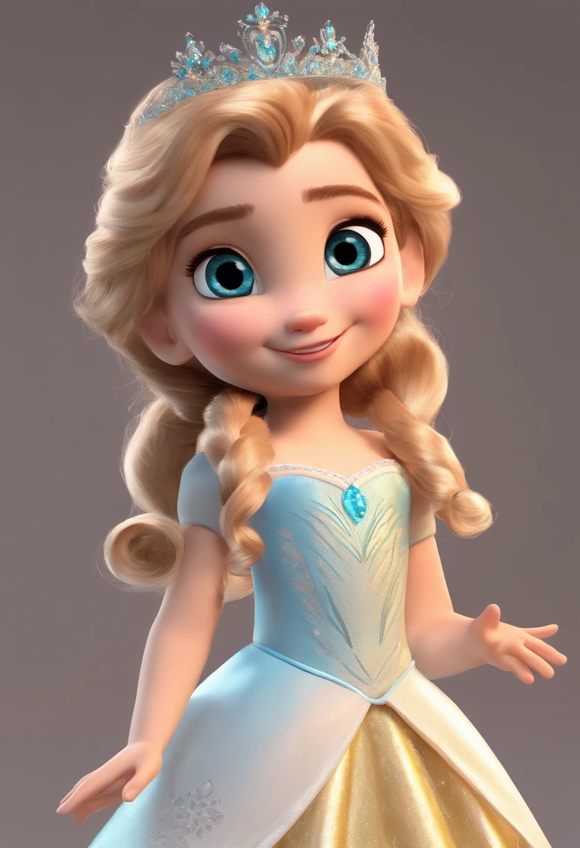 A -year girlressed as Princess Elsa from Frozen, but she has brown hair, curly, and at shoulder height and her eyes are brown 3D Poster,Disney she can not have blond and long hair and can not have light eyes