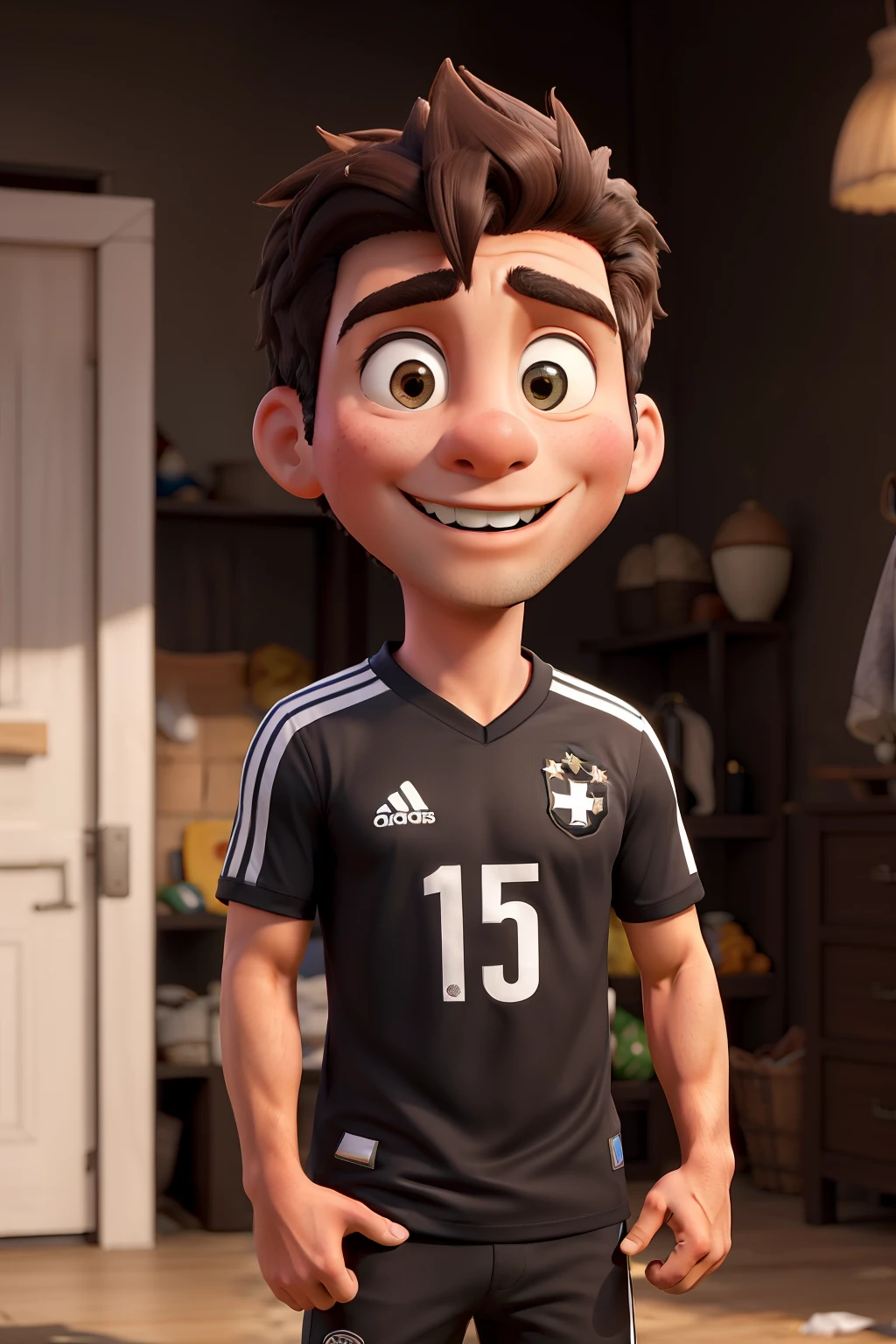 A resident of Jaçanã, North zone of Sao Paulo, cabelo curto e preto com camisa do Corinthians