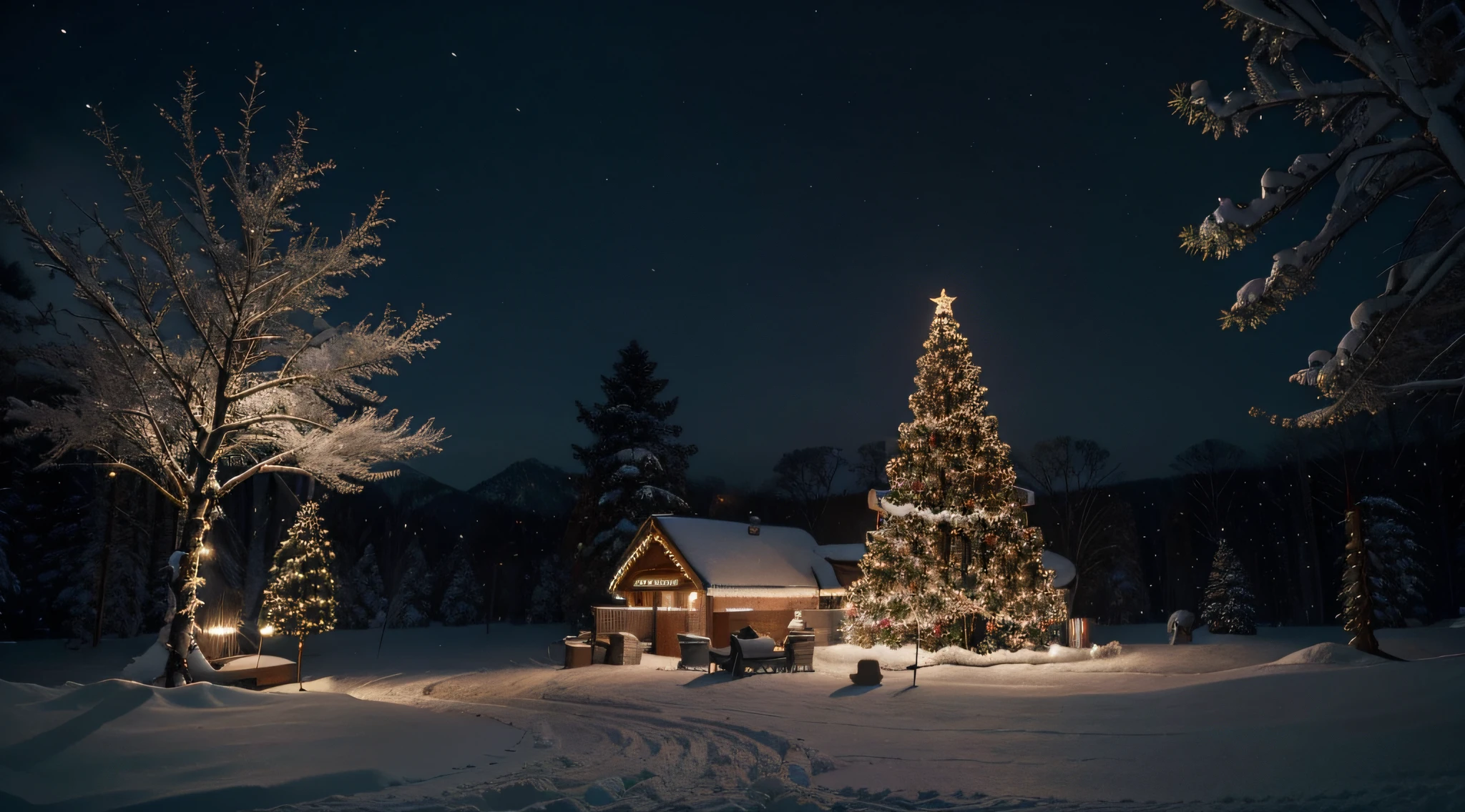 christmas wallpapers hd christmas wallpapers hd christmas wallpapers hd, christmas night, snowy winter christmas night, santa's workshop, traditional art, 🕹️ 😎 🔫 🤖 🚬, !!beautiful!!, under the silent night sky, detailed image, profile image, christmas tree, by senior artist, holiday season, christmas lights, extremely high resolution, profile pic, high quality picture