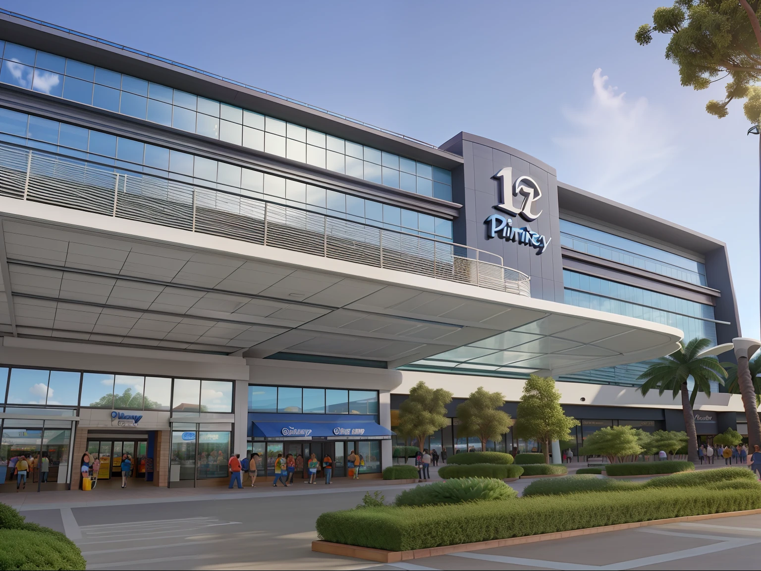 um shopping center, estilo disney pixar, alta qualidade, melhor qualidade