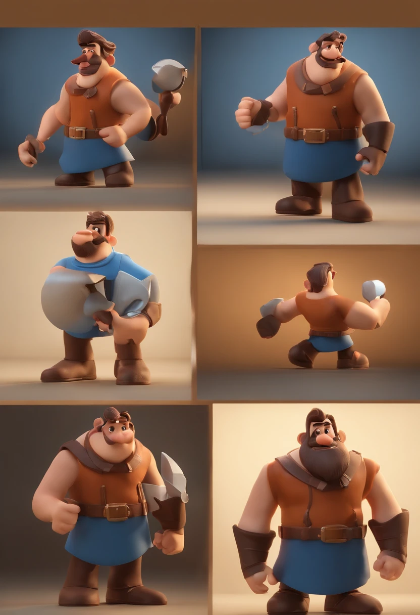 personagem dos desenhos animados de um homem barbudo com sobrancelha grossa com uma camisa azul, animation character, Caractere estilizado, animation style rendering, 3D estilizado, Arnold Maya render, 3 d render stylized, toon render keyshot, Personagem 3D, Personagem 3D, 3d rendering stylized, 3 d character render, personagem de desenho animado, Personagem de close up, Pose de personagem,  (Estilo Pixar) (master part:1.2) (Bokeh) (best quality) (pele detalhada) (textura detalhada) (8k) (argila) (Cinematic lighting) (foco nítido