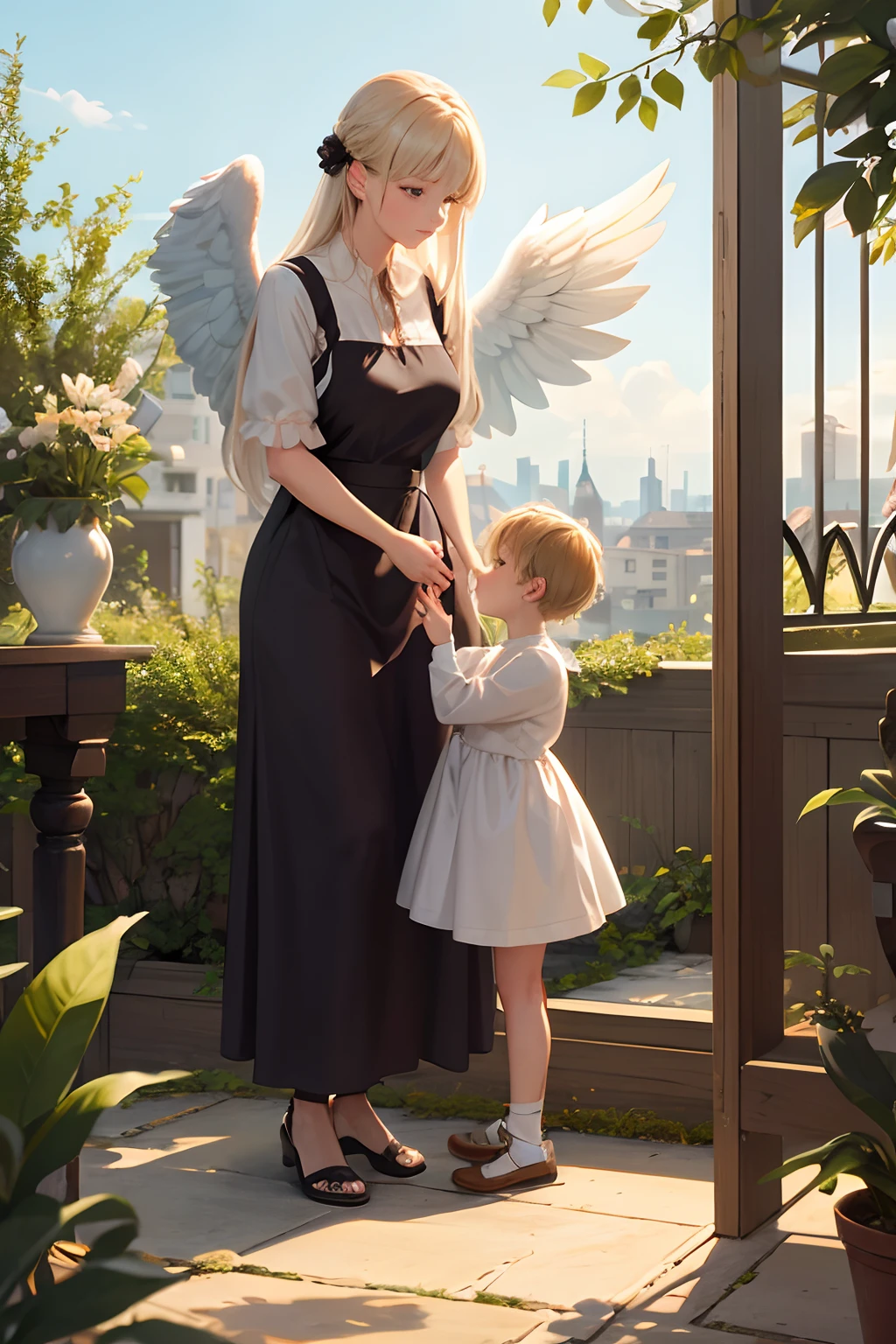 Guardian angel taking care of a