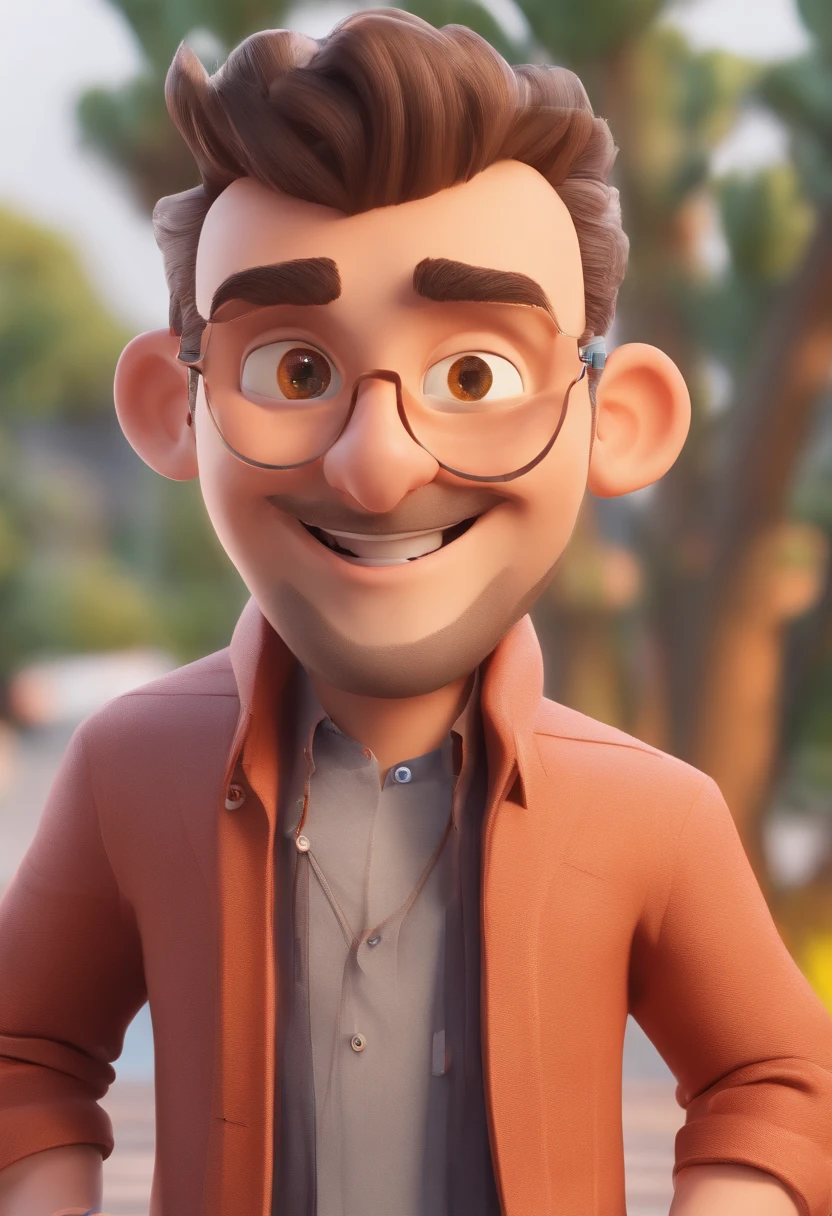 Smiling Man Illustration, sorriso insano, Homem de pele marrom com um sorriso gigante, happily smiling at the camera, sorriso atrevido, he's smiling, sorriso muito grande, Macho sorridente, foto de perfil headshot, rindo sorriso enorme, desenhando no estilo de Arte 3D, c4d, fundo de cor branco puro, estilo disney, estilo pixar render ilustracao Super Detalhe, 8k