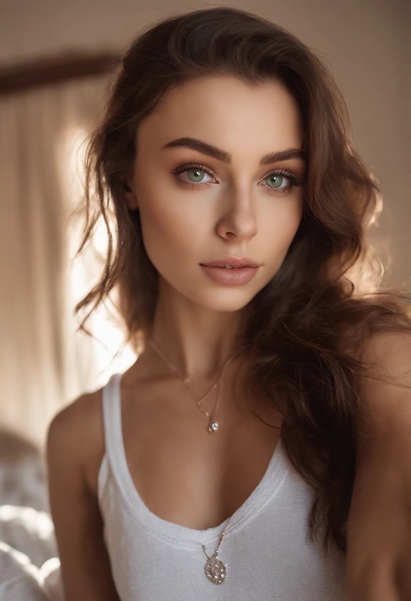 (best quality, Altas, Realistic:1.37), HDR, ultra-detalhado, Mulher de 18 anos, belos olhos detalhados, beautiful detailed lips, long eyelashes, flawless skin, maquiagem natural, postura elegante, soft natural lighting, fundo sutil, retrato, vivid colors