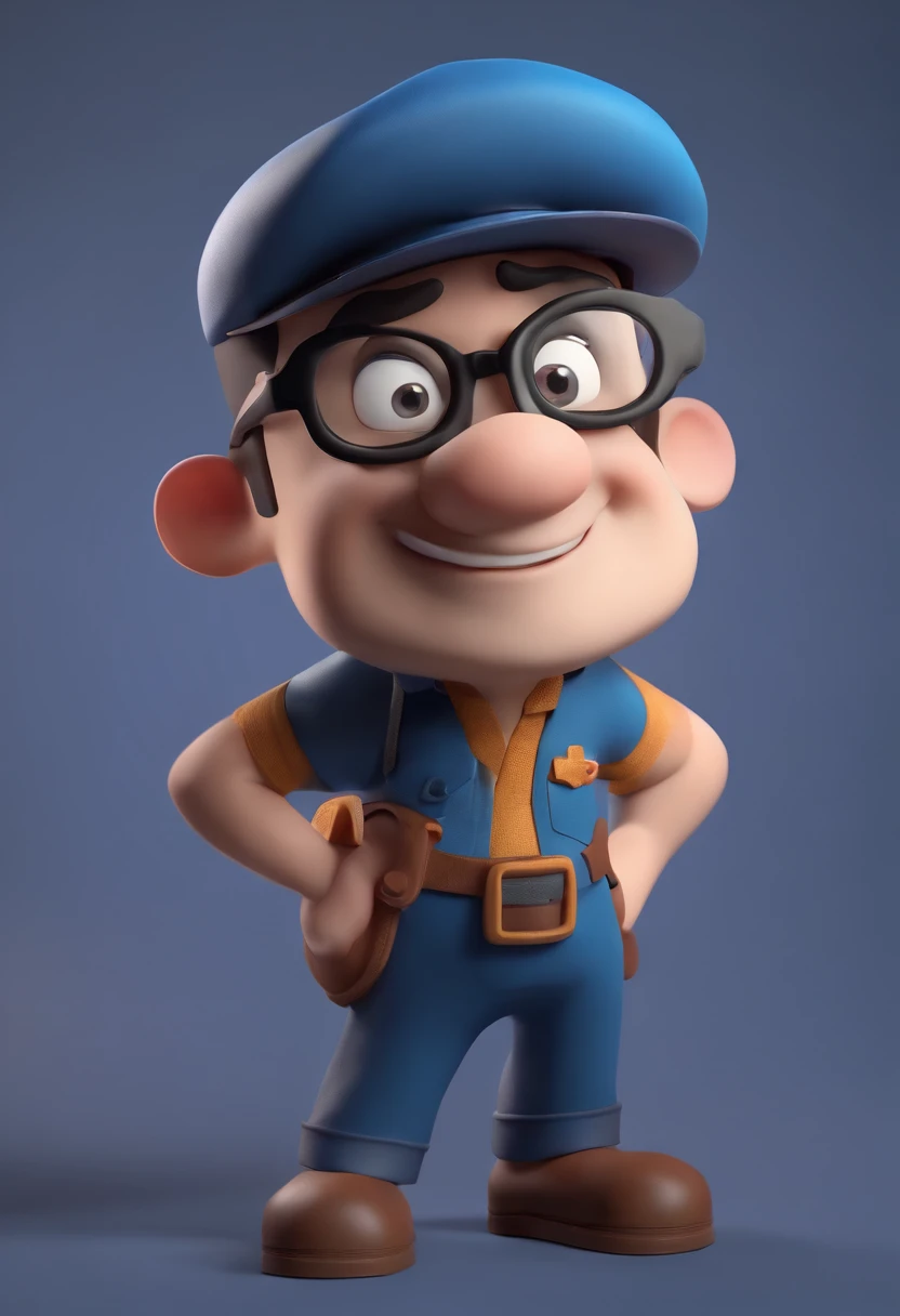 Cartoon character of a man wearing black glasses and a blue shirt, um personagem animado, Caractere estilizado, animation style rendering, 3D estilizado, Arnold Maya render, 3 d render stylized, toon render keyshot, Personagem 3D, Personagem 3D, 3d rendering stylized, 3 d character render, personagem de desenho animado, Personagem de close up, Pose de personagem, (Estilo Pixar) (master part:1.2) (Bokeh) (best quality) (pele detalhada) (textura detalhada) (8k) (argila) (Cinematic lighting) (foco nítido，Senta e vaza a parte superior do corpo