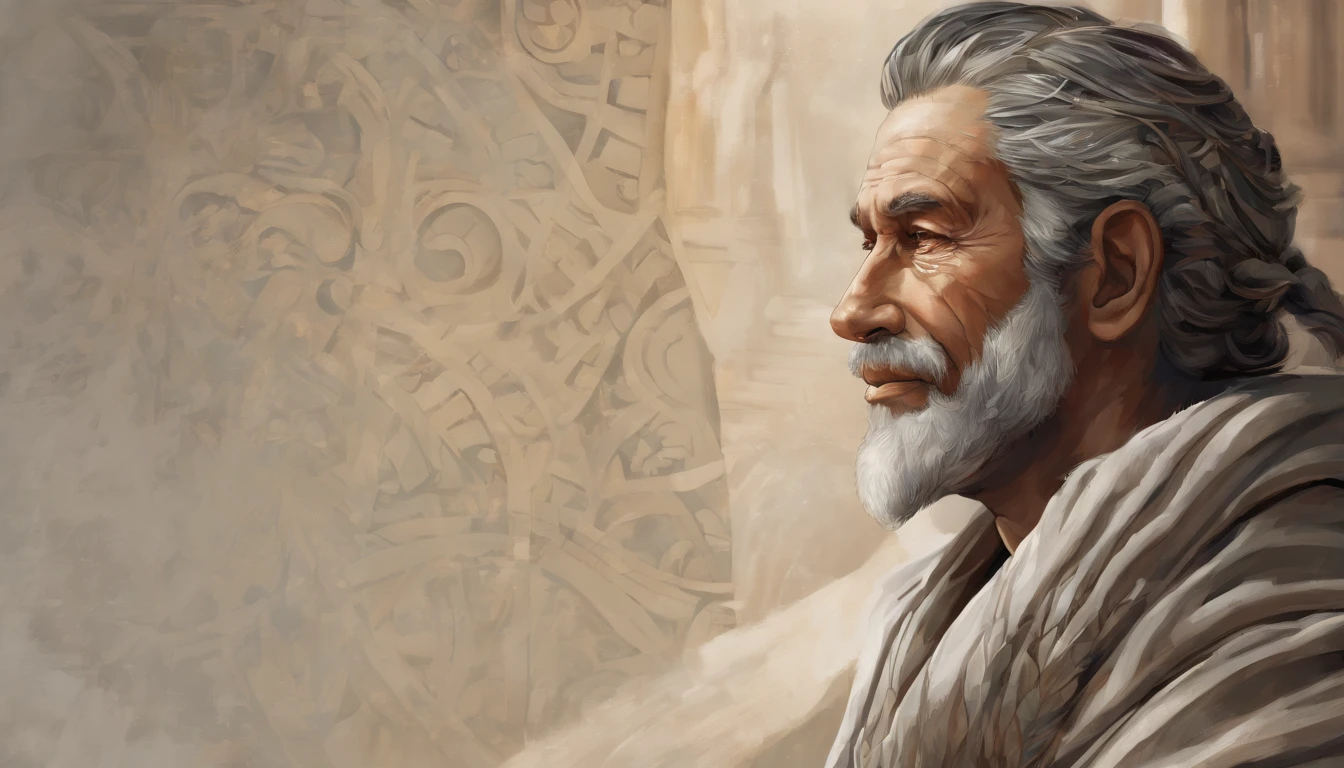 Visualize a high-resolution image featuring a stoic man with a strong, wise, serene, and happy appearance. This image encapsulates the essence of stoicism and portrays a man who embodies its principles while radiating both wisdom and inner contentment.

The stoic man stands with a commanding presence, his physique exuding strength and resilience. His posture is impeccable, reflecting a sense of unwavering self-control and dignity.

His facial expression is a captivating blend of wisdom, serenity, and genuine happiness. Deep lines of experience and insight are etched onto his face, revealing a life rich in lessons learned. His eyes, in particular, are windows to his profound understanding of the world and an inner tranquility that reflects true contentment.

Despite the challenges of life, the stoic man wears a heartwarming smile. This smile reflects his mastery over his emotions and his ability to find joy and contentment in the simplest of moments.

The man's attire is simple yet dignified, reflecting his detachment from material possessions and his emphasis on the pursuit of inner virtues. There's a timeless quality to his clothing that complements his serene and happy appearance.

The lighting bathes the scene in a soft and warm glow, emphasizing the contours of the man's face and the radiance of his smile. The background setting is harmonious, with elements of nature and classical architecture, symbolizing the enduring nature of stoicism and its connection to the serene and fulfilled life.

This image encapsulates the very essence of stoic philosophy - a life lived with purpose, self-mastery, and the attainment of wisdom and contentment. It serves as a powerful visual representation of the stoic ideals of inner strength, serenity, and happiness.